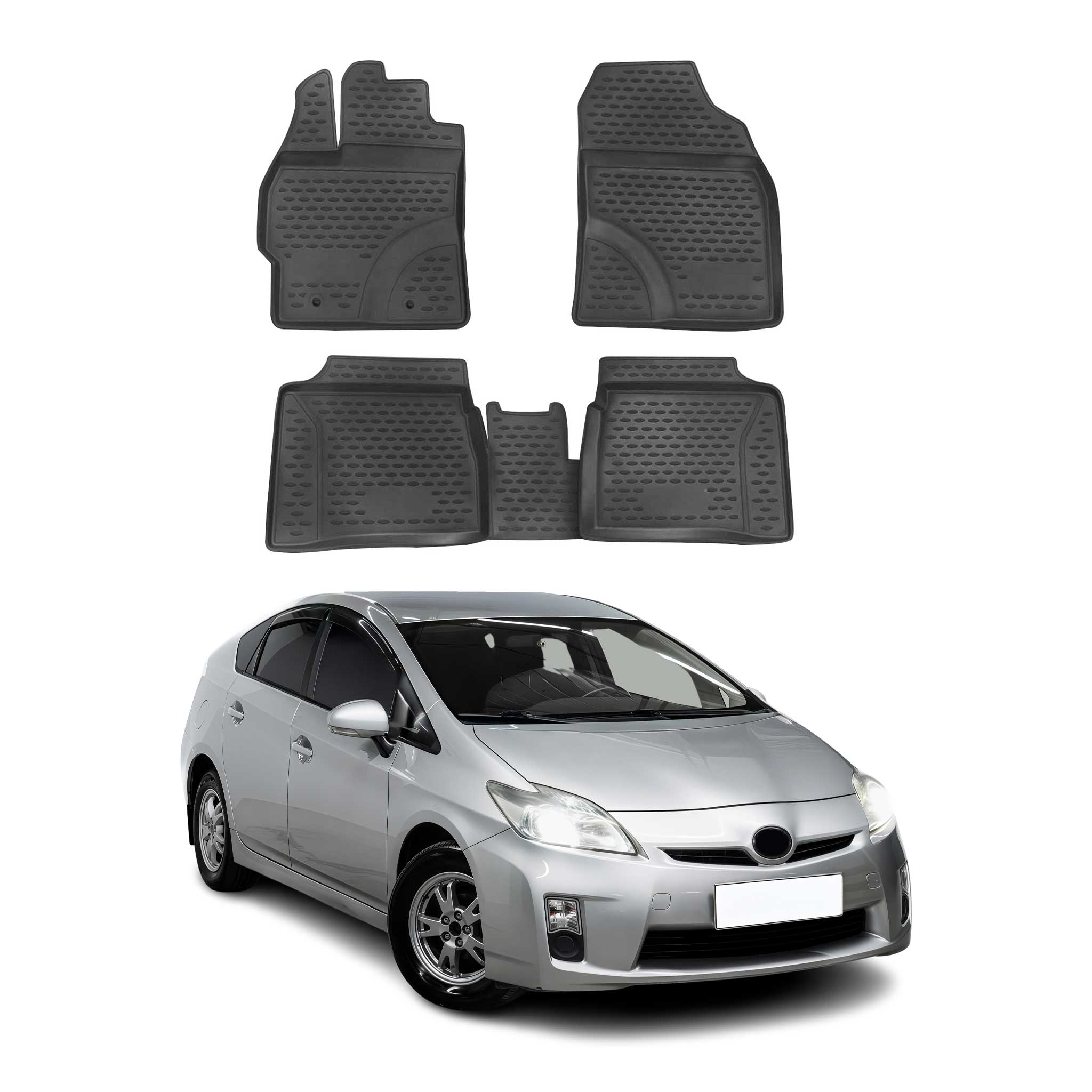 OMAC Alfombrillas De Coche para Toyota Prius 2009-2015 Negro Goma TPE 4Pza