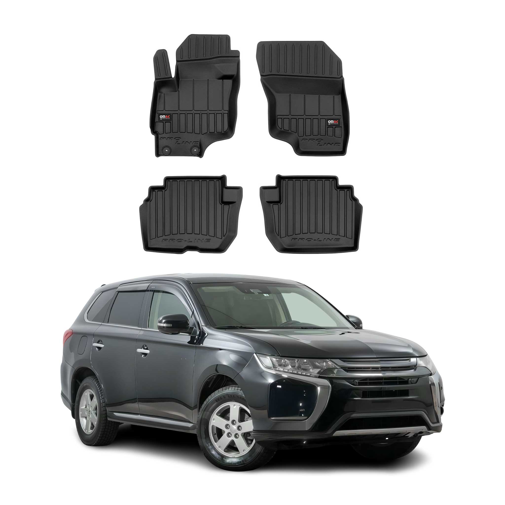 OMAC Premium Alfombrillas Coche para Mitsubishi Outlander PHEV 2014-2025 TPE 4x