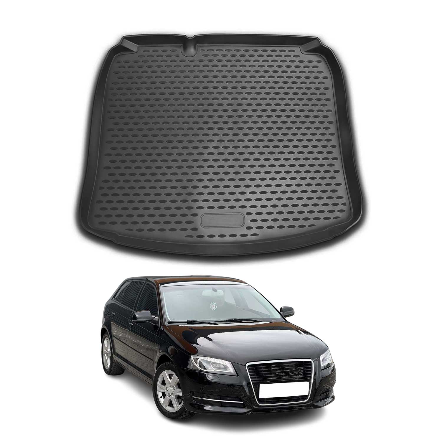 OMAC Bandeja Maletero Alfombrilla para Audi A3 8P Sportback 2003-13 Negro TPE