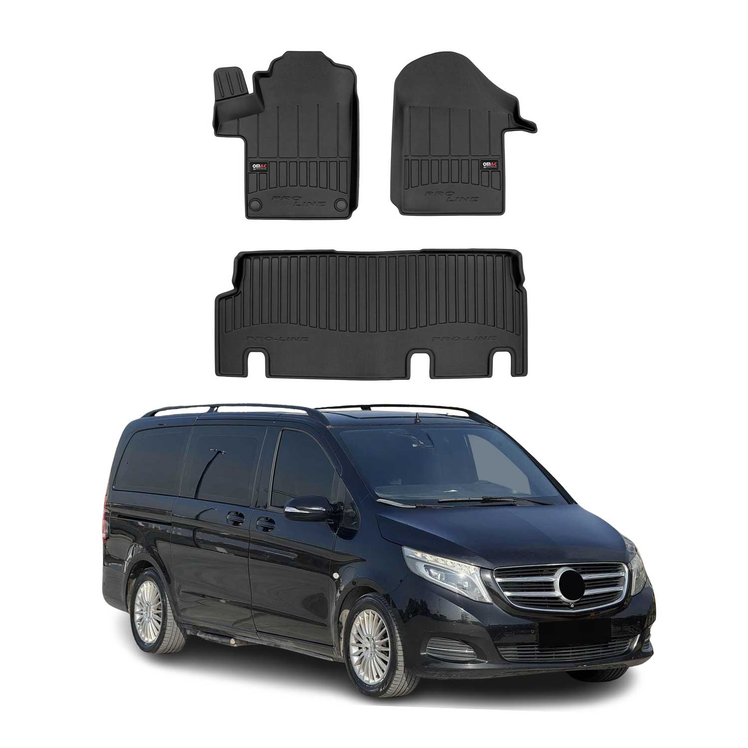 OMAC Premium Alfombrillas De Coche para Mercedes Vito W447 2014-2025 TPE Goma 3x