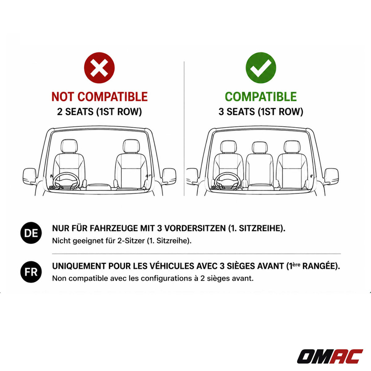 OMAC Alfombrillas De Coche para Ford Transit 2014-2024 Negro Goma TPE 2Pza