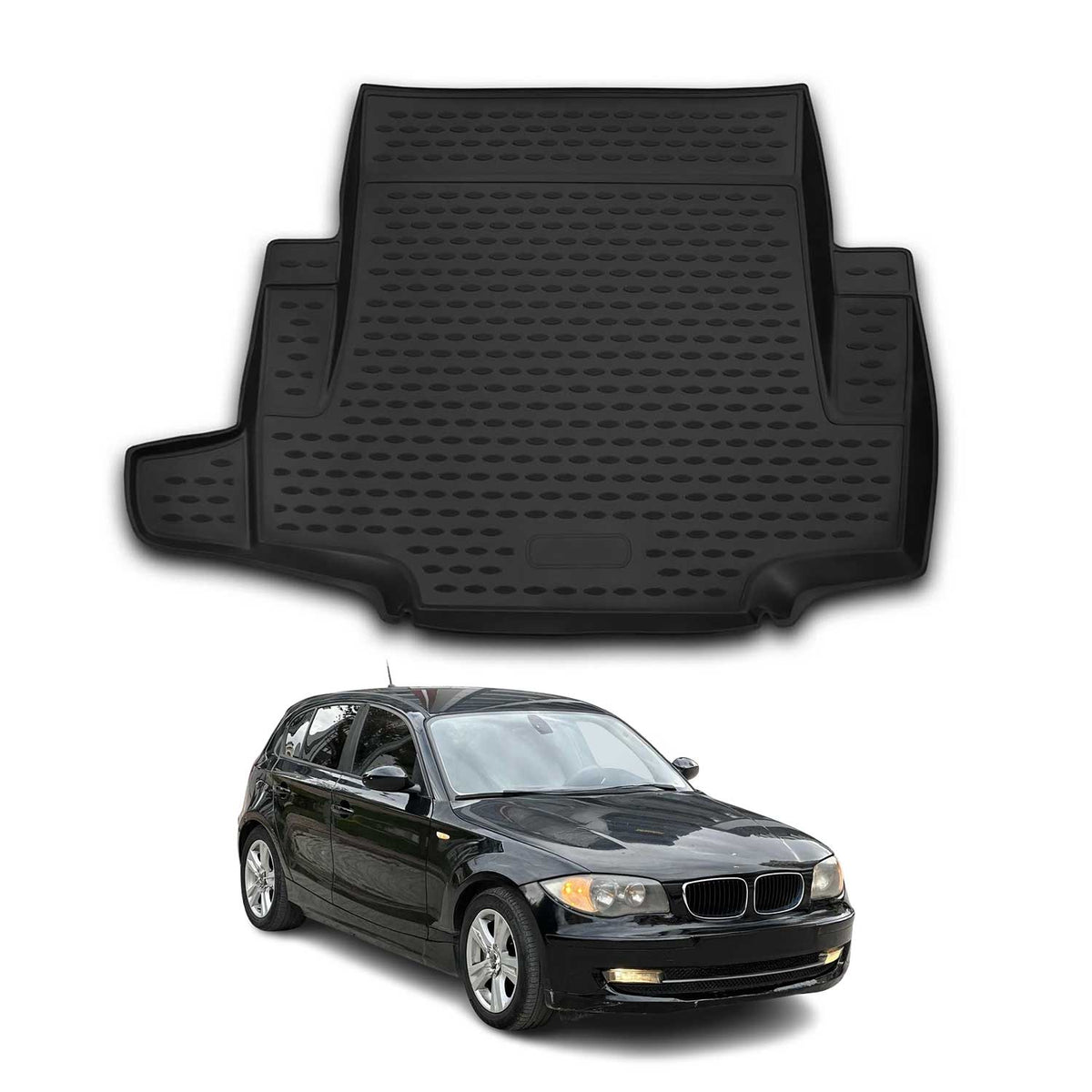 OMAC Bandeja Maletero Alfombrilla para BMW Serie 1 E87 2004-2011 Negro Goma TPE
