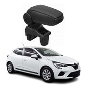 Negro Reposabrazos Consola para Renault Clio 2019-2025 Negro PU Cuero Plástico