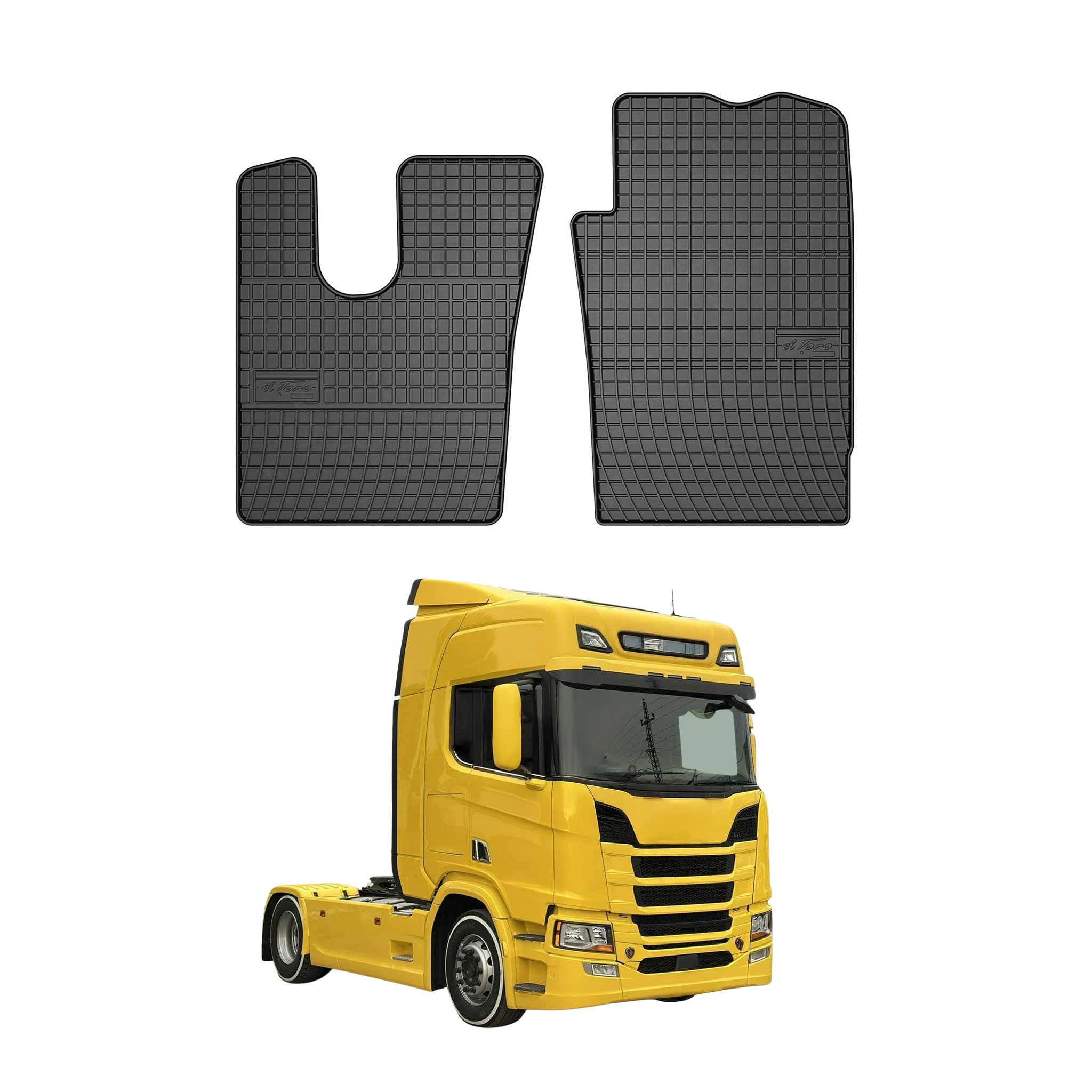OMAC Alfombrillas De Coche para Scania RIS 2016-2020 Negro Goma 2Pza