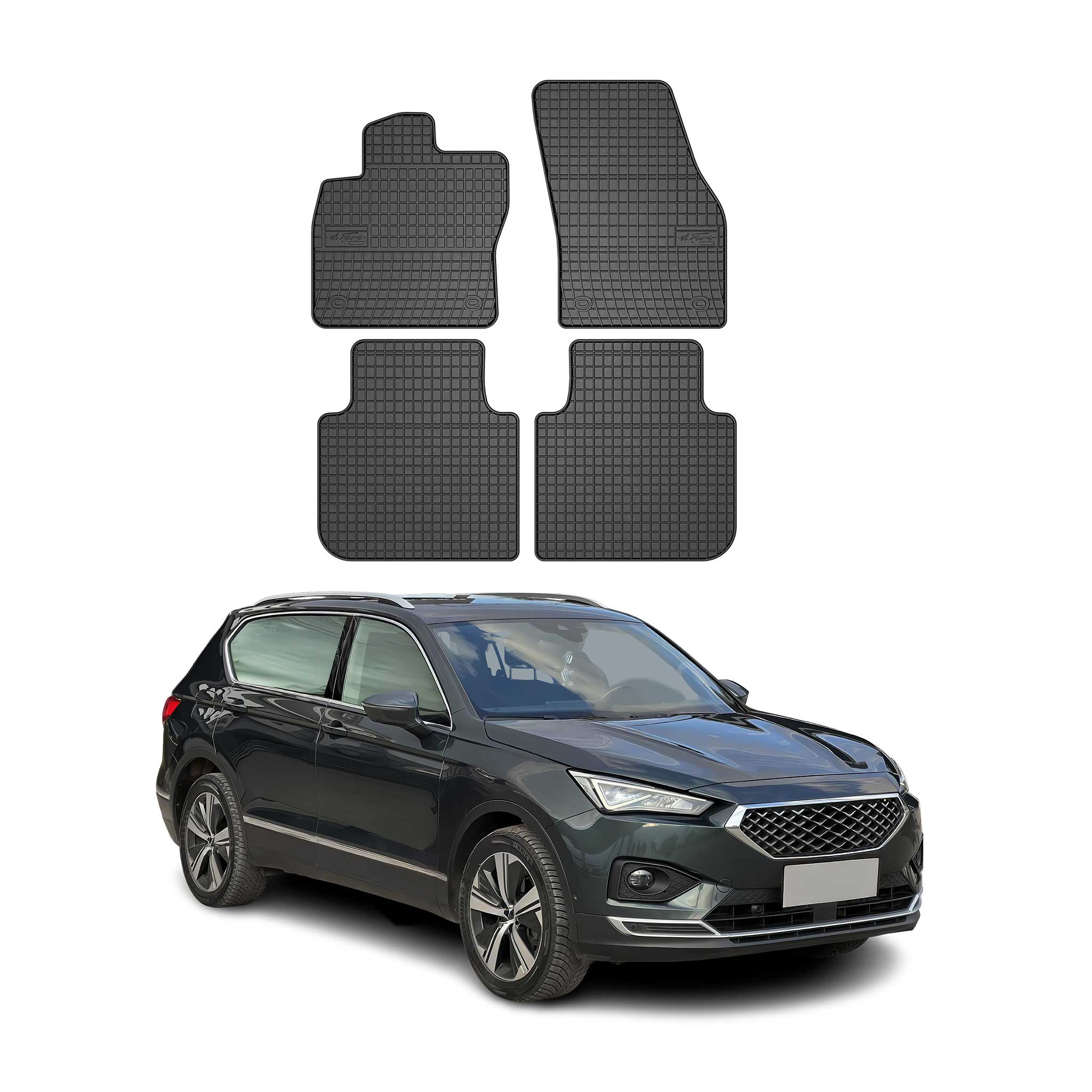 OMAC Alfombrillas De Coche para Seat Tarraco 2017-2025 Negro Goma 4Pza