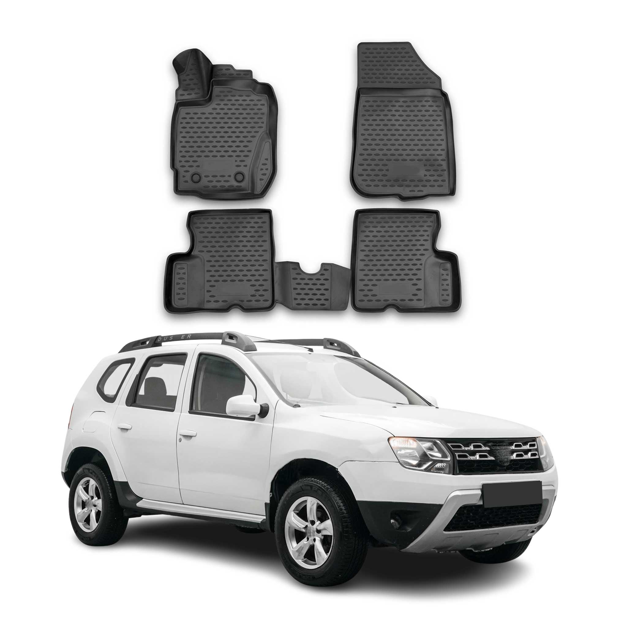 OMAC Alfombrillas De Coche para Dacia Duster 2015-2018 Negro Goma TPE 4Pza