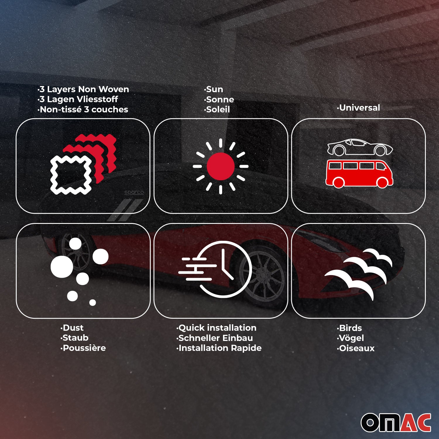 Sparco Fundas para coche Universal Negro M 457*145*117cm