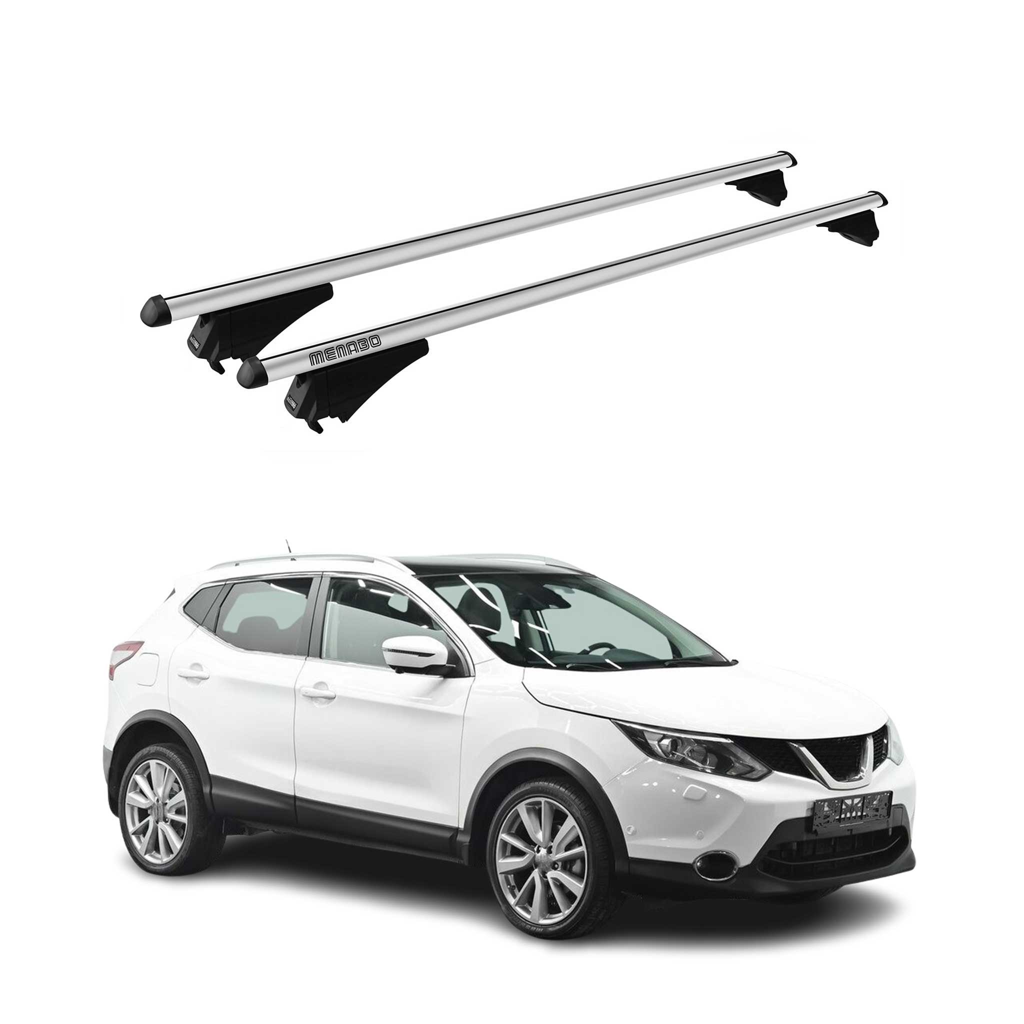 Menabo Barras de Techo Coche Baca para Nissan Qashqai Dualis J11 2014-2017 Gris