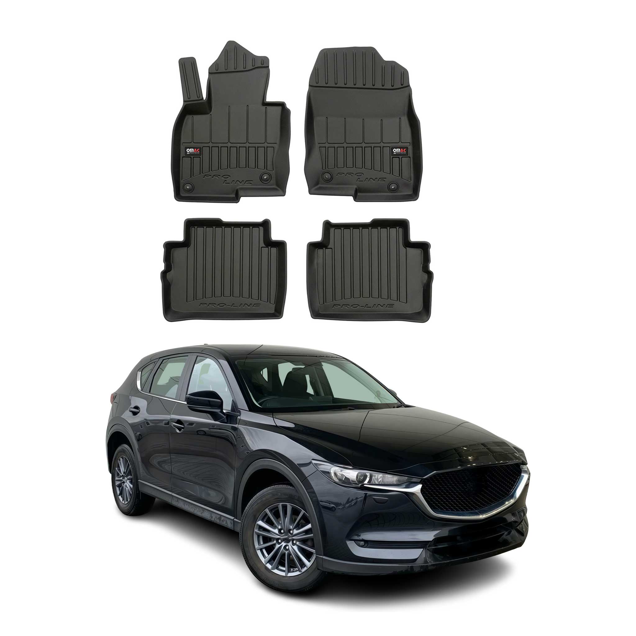 OMAC Premium Alfombrillas De Coche para Mazda CX-5 2017-2025 Negro TPE Goma 4Pza