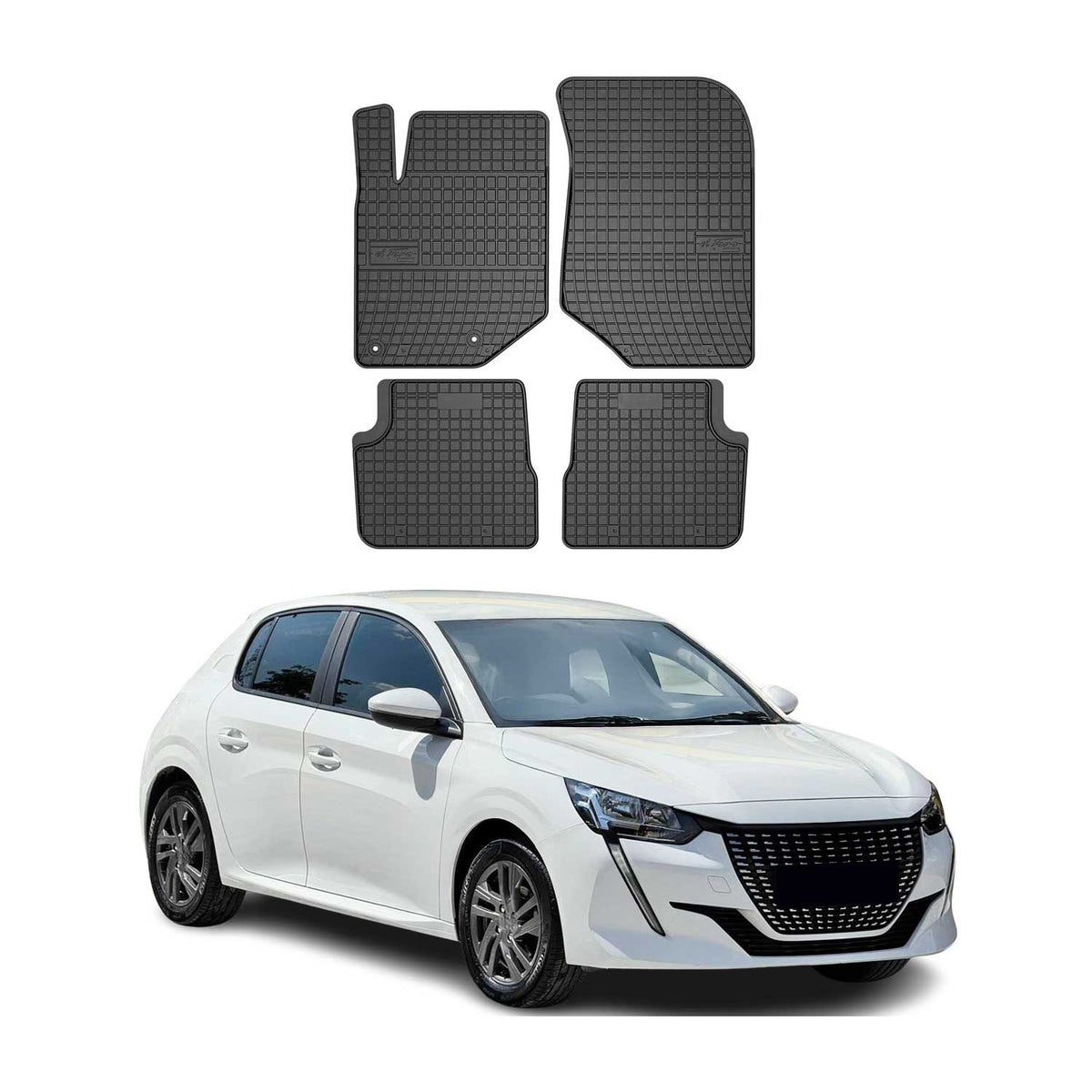 OMAC Alfombrillas De Coche para Peugeot 208 2019-2025 Negro Goma TPE 4Pza