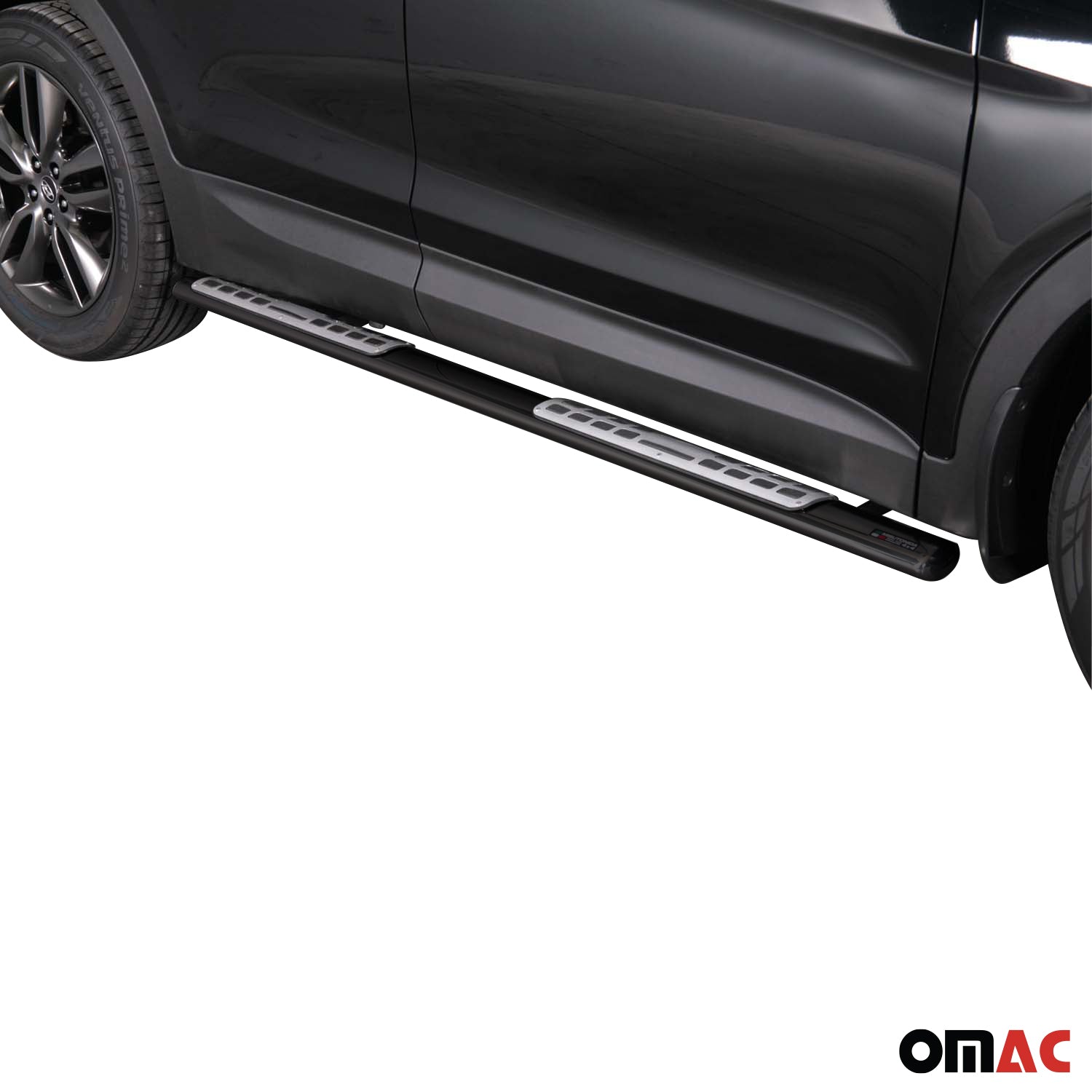 Par de Estribos Barras Laterales para Hyundai Santa Fe 2012-2015 Negro Acero