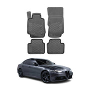 OMAC Alfombrillas Coche para Alfa Romeo Giulia 4 2015-2026 Negro Goma TPE 4Pza