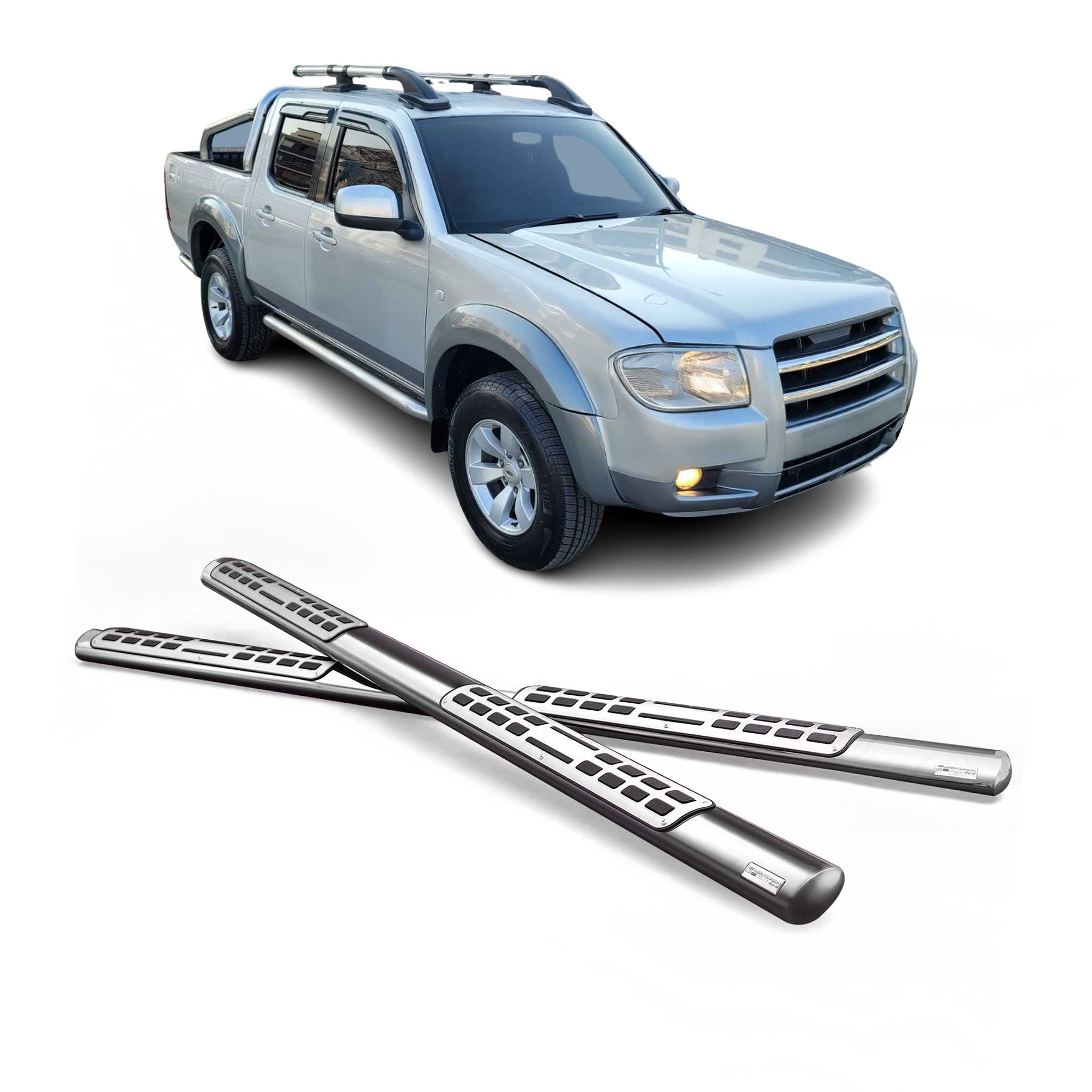 Estribos Barras Laterales para Ford Ranger Double Cab 2007-2009 Plata Acero