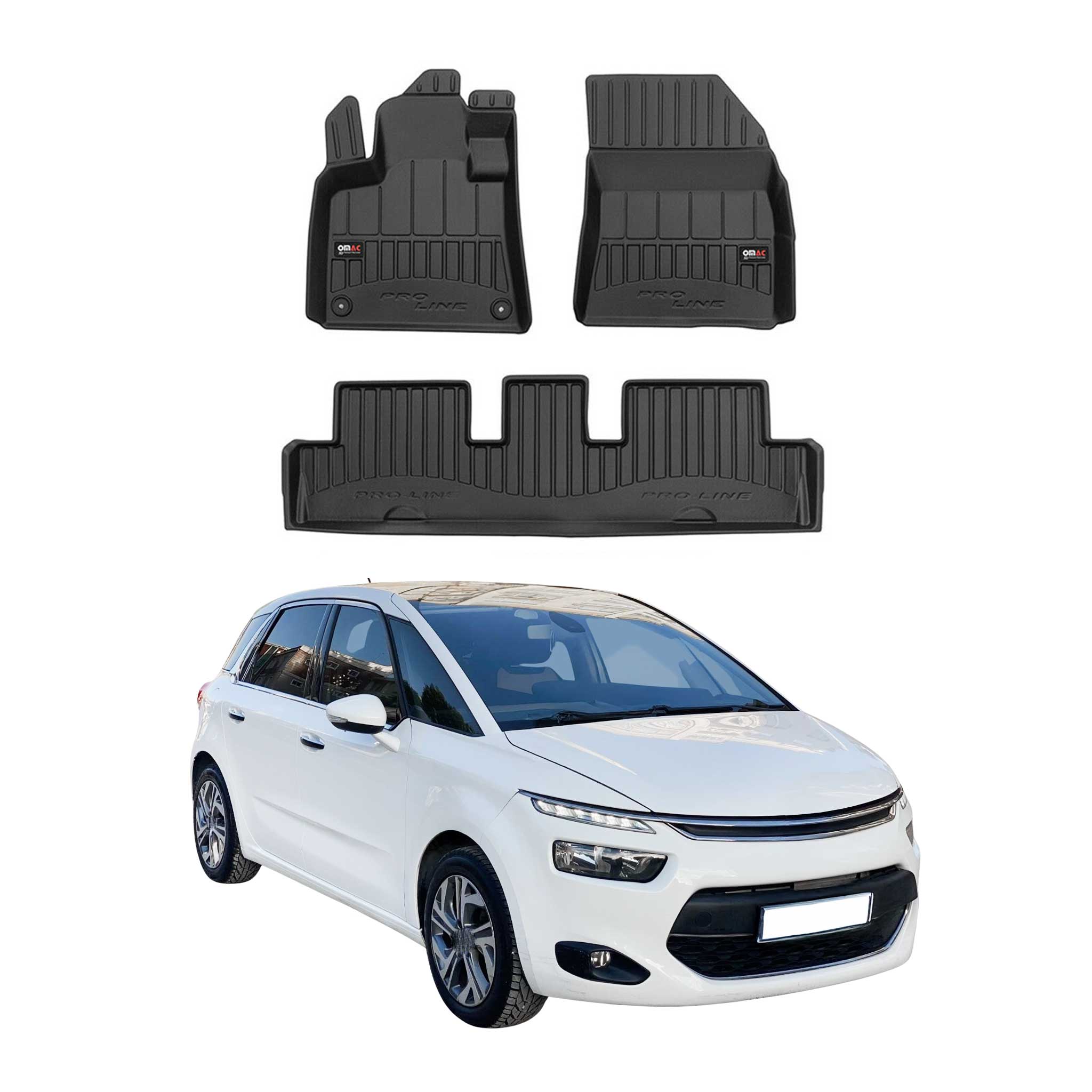 OMAC Premium Alfombrillas De Coche para Citroen C4 Picasso 2013-2019 TPE Goma 3x