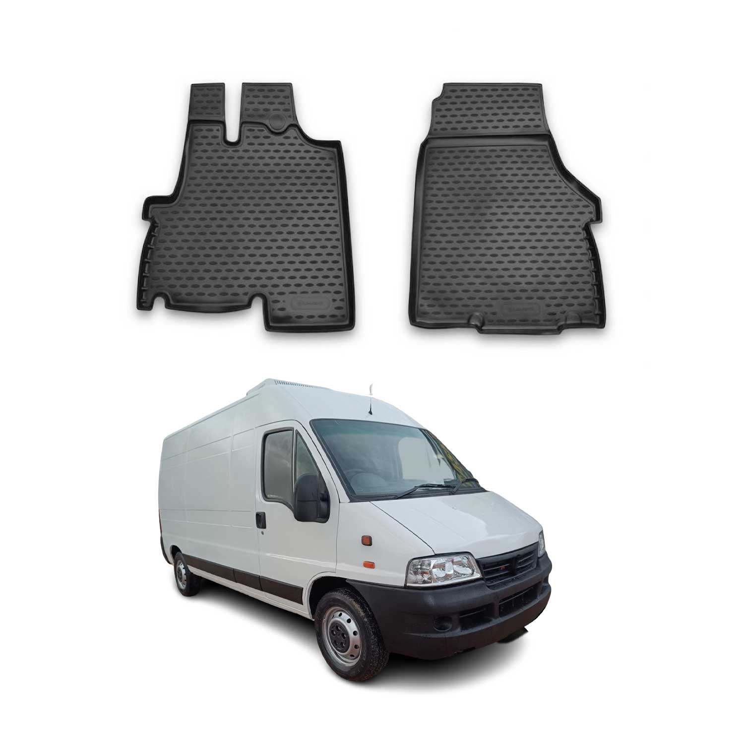 OMAC Alfombrillas De Coche para Fiat Ducato 2006-2025 Negro Goma TPE 2Pza