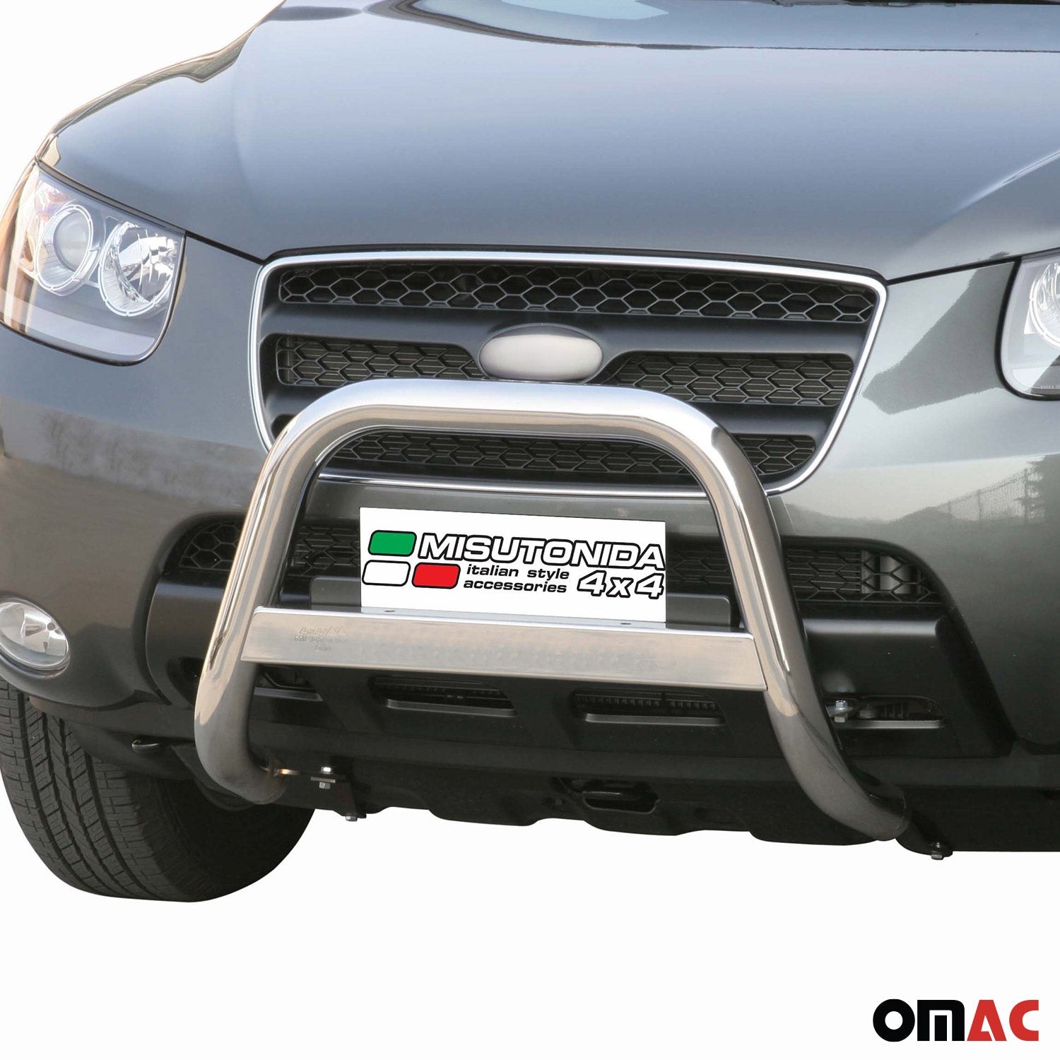 Bull Barra Frontal para Hyundai Santa Fe 2006-2009 Plata Brillante Acero