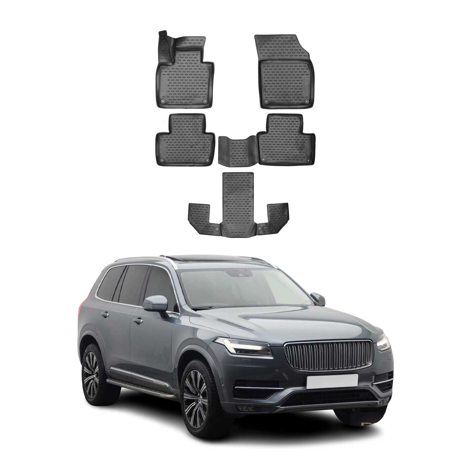 OMAC Alfombrillas De Coche para Volvo XC90 2020-2025 Negro Goma TPE 5Pza