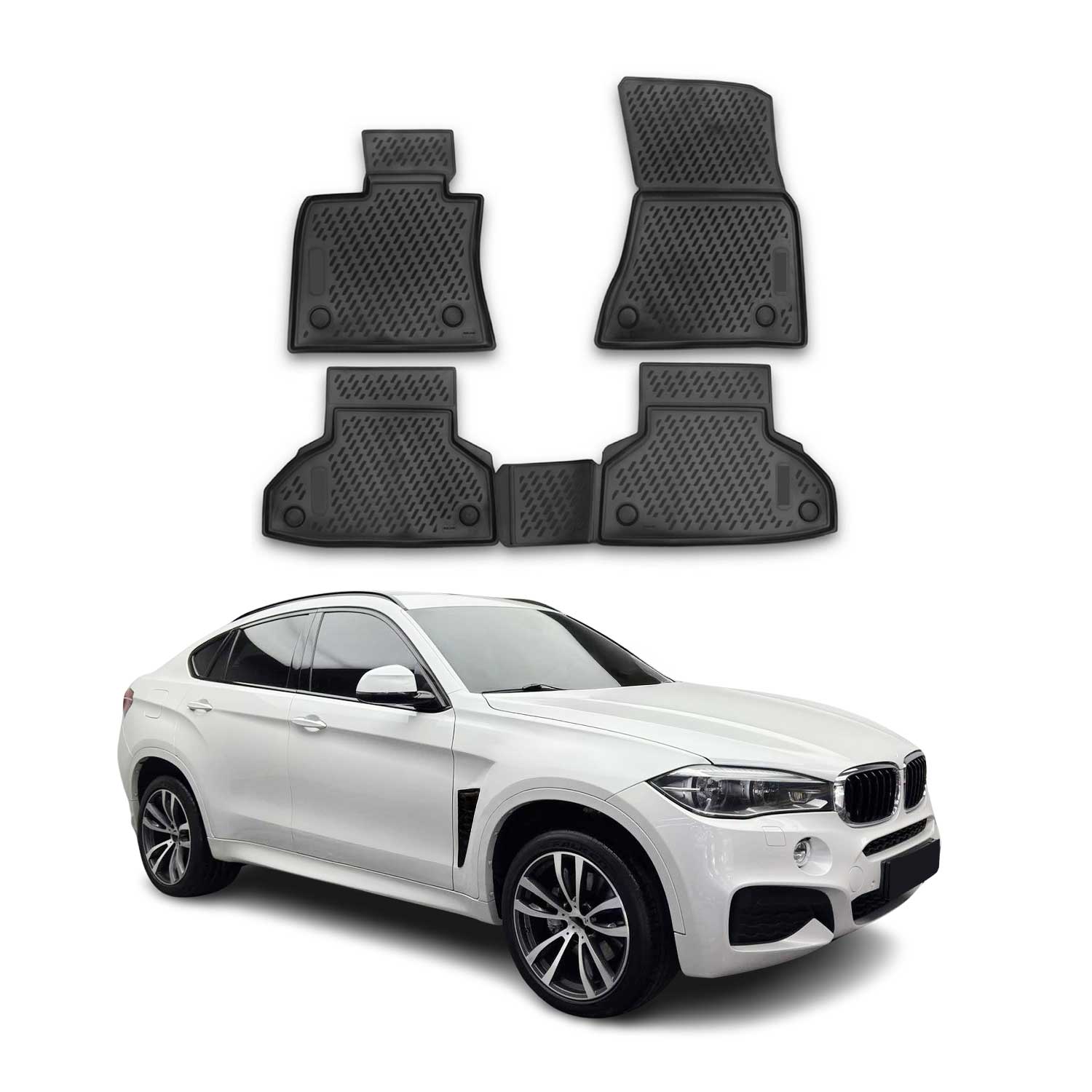 OMAC Alfombrillas De Coche para BMW X6 F16 2014-2019 Negro Goma TPE 4Pza