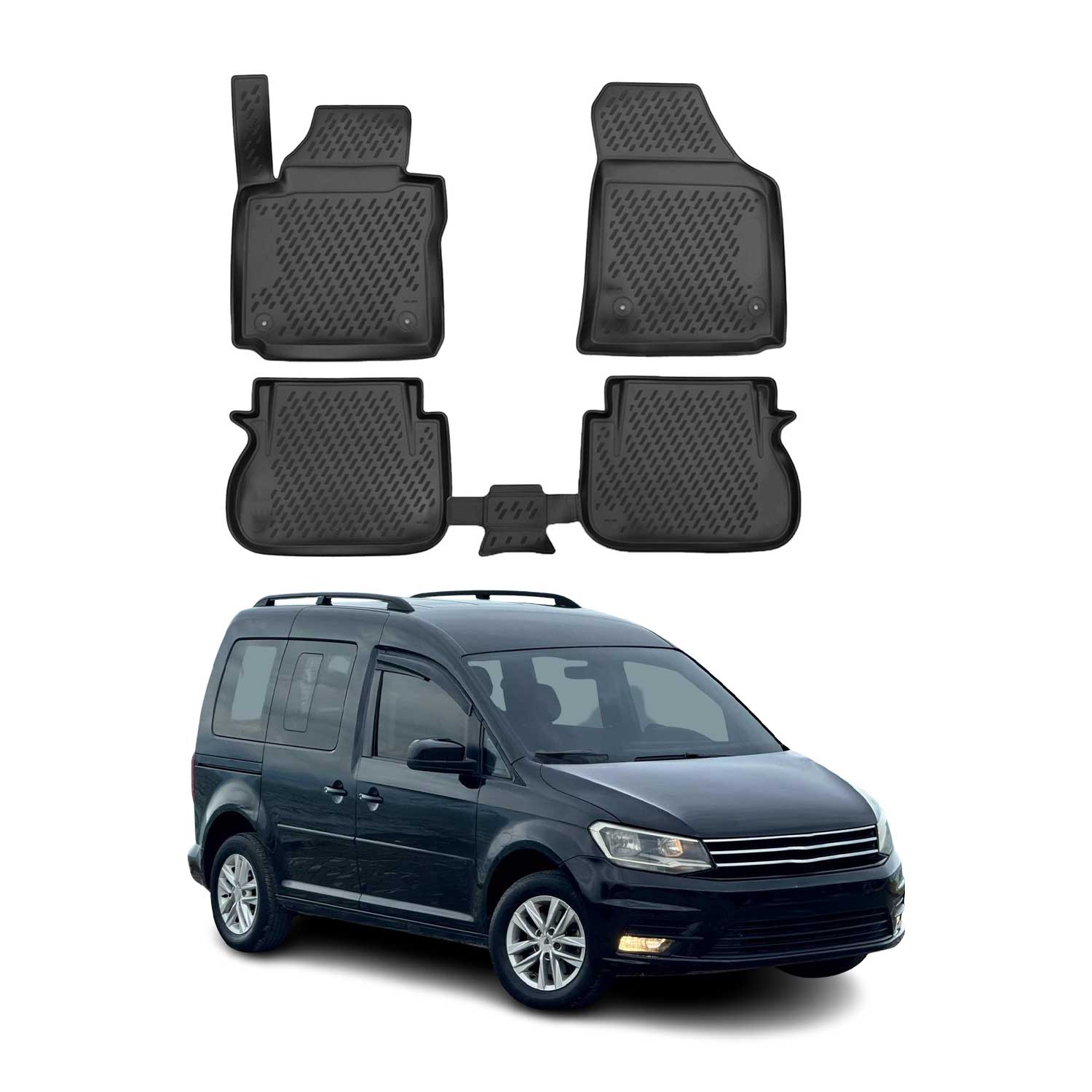 OMAC Alfombrillas De Coche para VW Caddy 2015-2020 Negro Goma TPE 4Pza