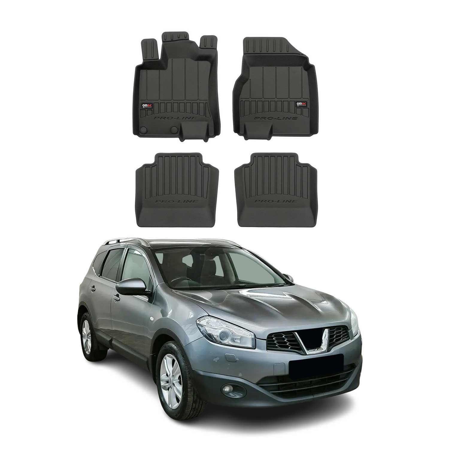 OMAC Premium Alfombrillas De Coche para Nissan Qashqai +2 J10 2008-2014 Goma 4x