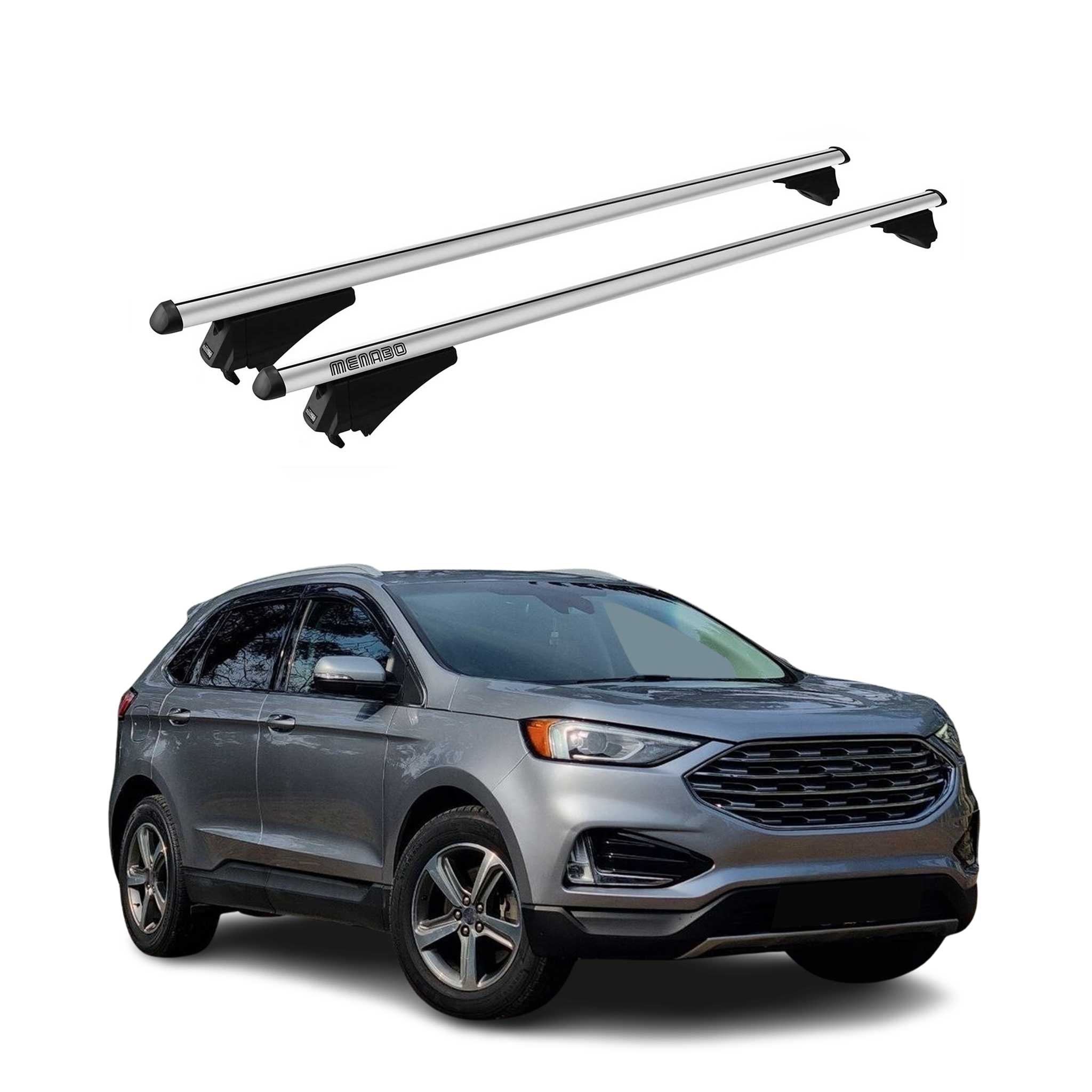 Menabo Barras de Techo Coche Baca para Ford Edge 2015-2023 Gris Aluminio 2Pza