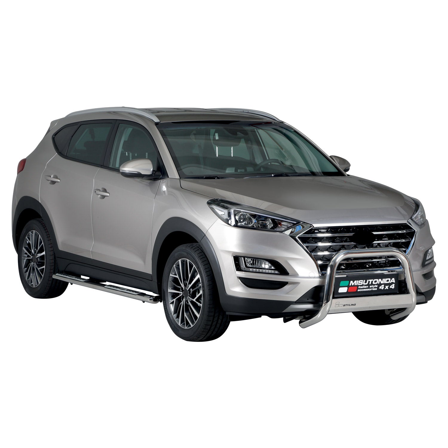 Bull Barra Frontal para Hyundai Tucson 2018-2021 Plata Brillante Acero