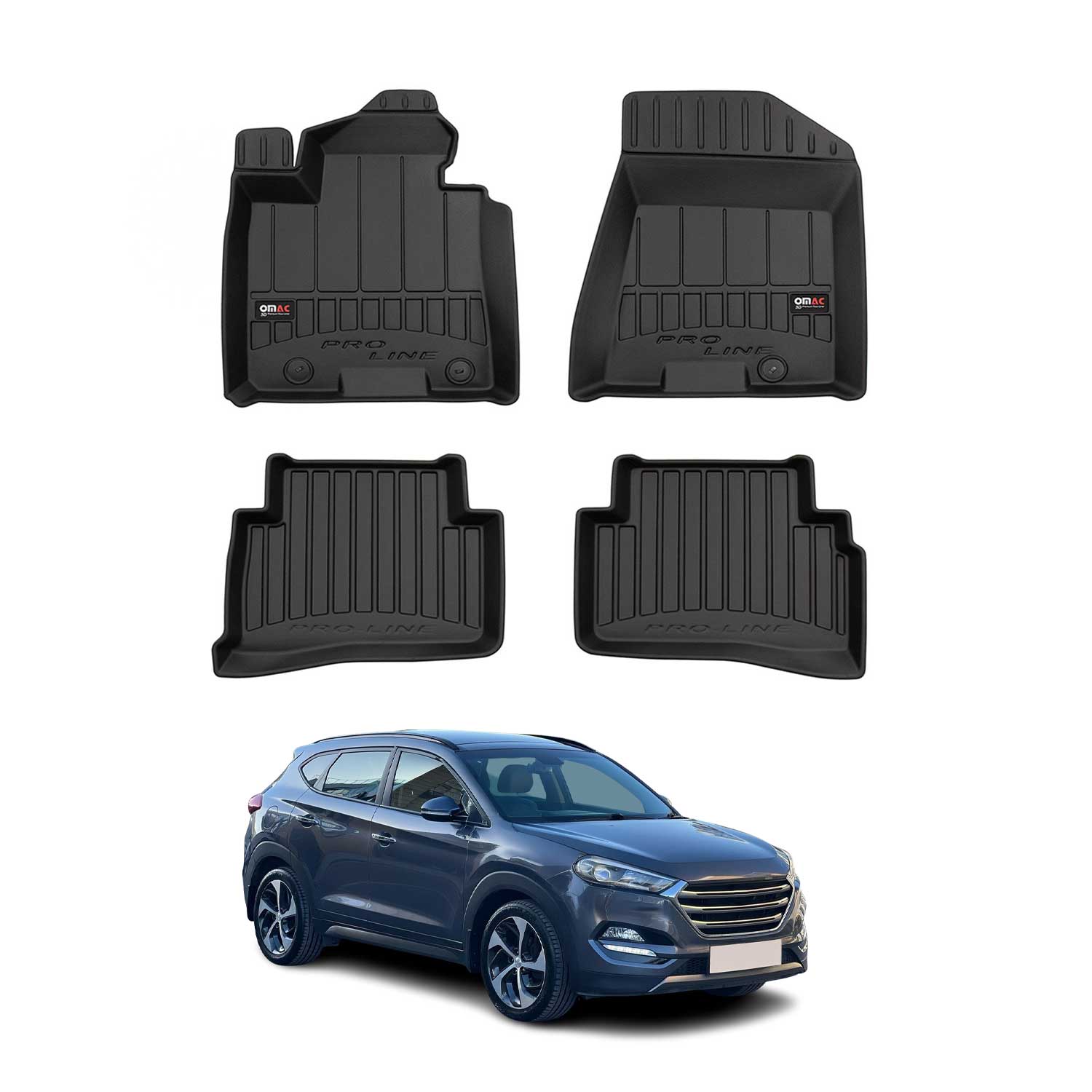 OMAC Premium Alfombrillas De Coche para Hyundai Tucson 2015-2020 TPE Goma 4x