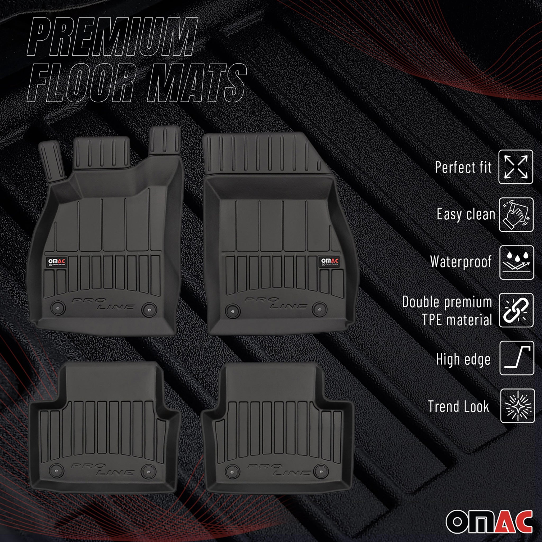 OMAC Premium Alfombrillas De Coche para Opel Insignia 2008-2017 TPE Goma 4x