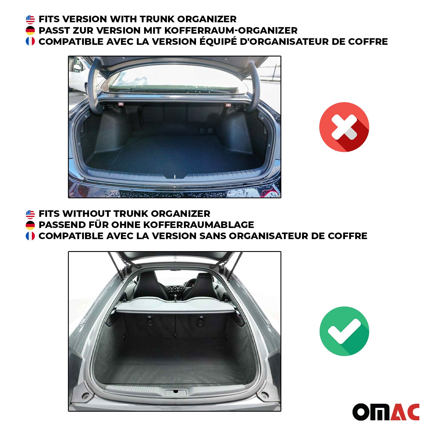 OMAC Premium Bandeja Maletero Alfombrilla para Kia Ceed 2006-2012 Negro Goma TPE