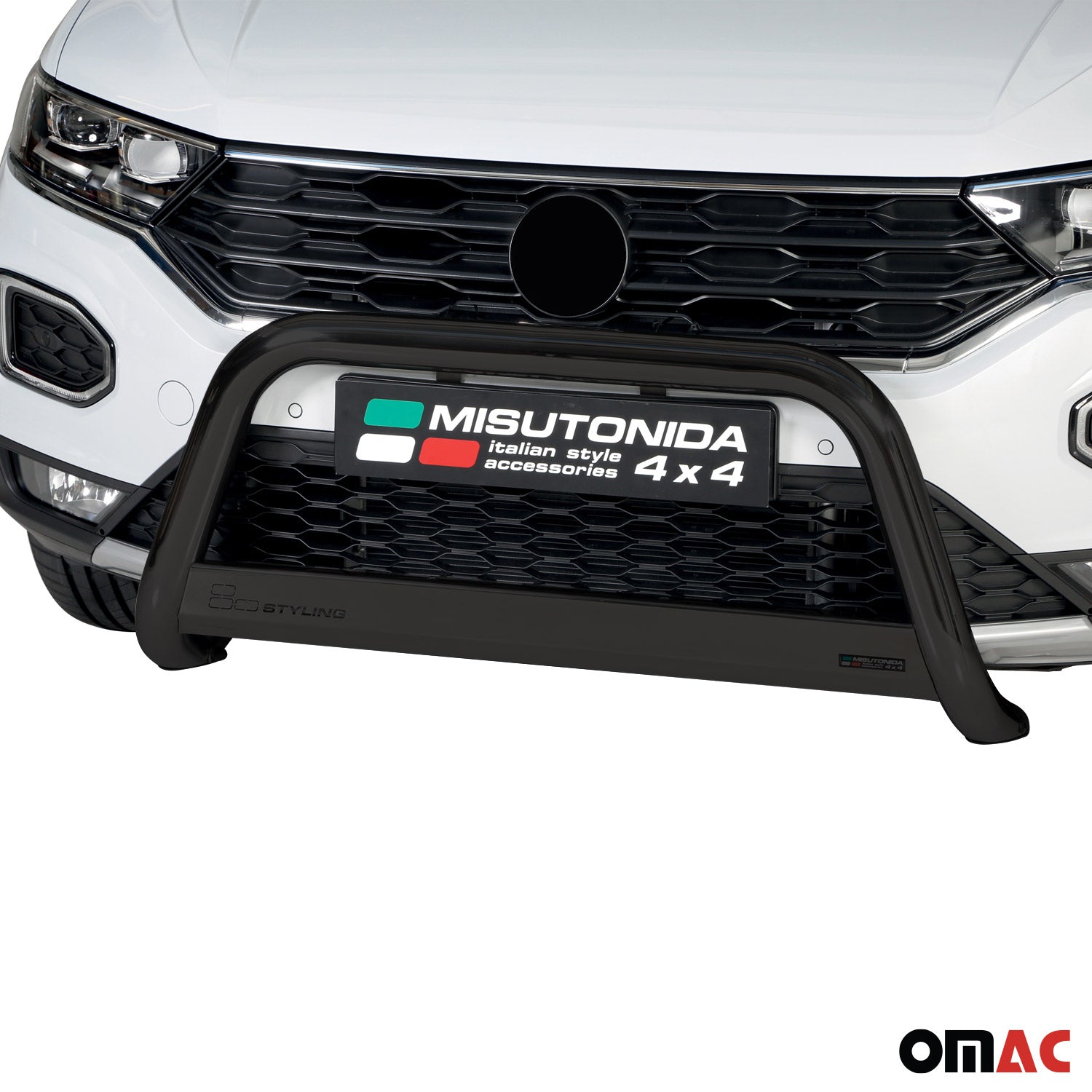 Bull Barra Frontal para VW T-Roc 2017-2025 Negro Brillante Acero 1Pza