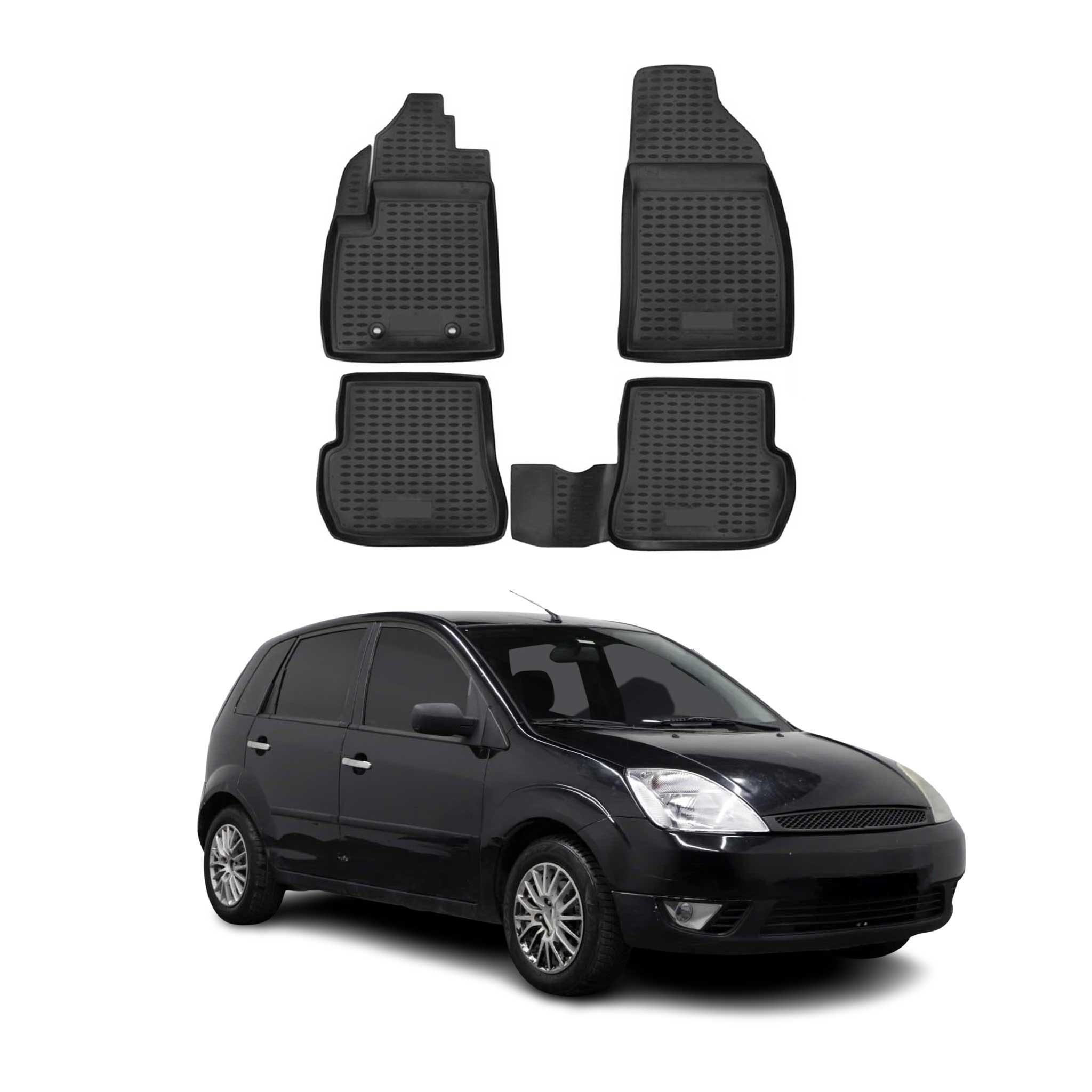 OMAC Alfombrillas De Coche para Ford Fiesta 2001-2008 Negro Goma TPE 4Pza