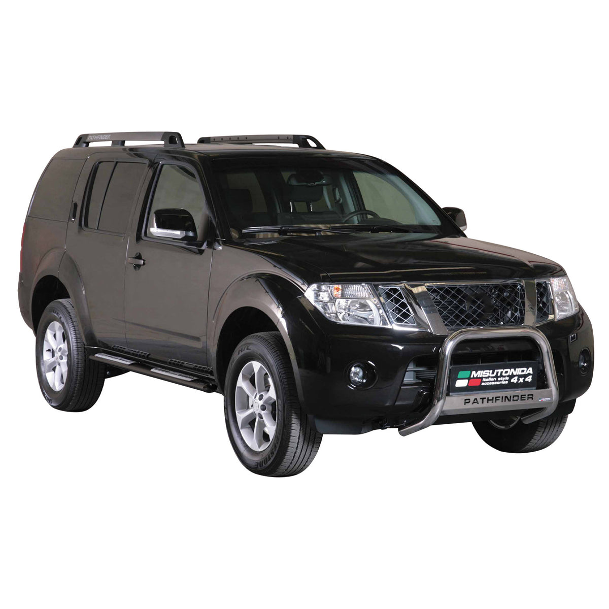 Par de Estribos Barras Laterales para Nissan Pathfinder 2010-2013 Negro Acero