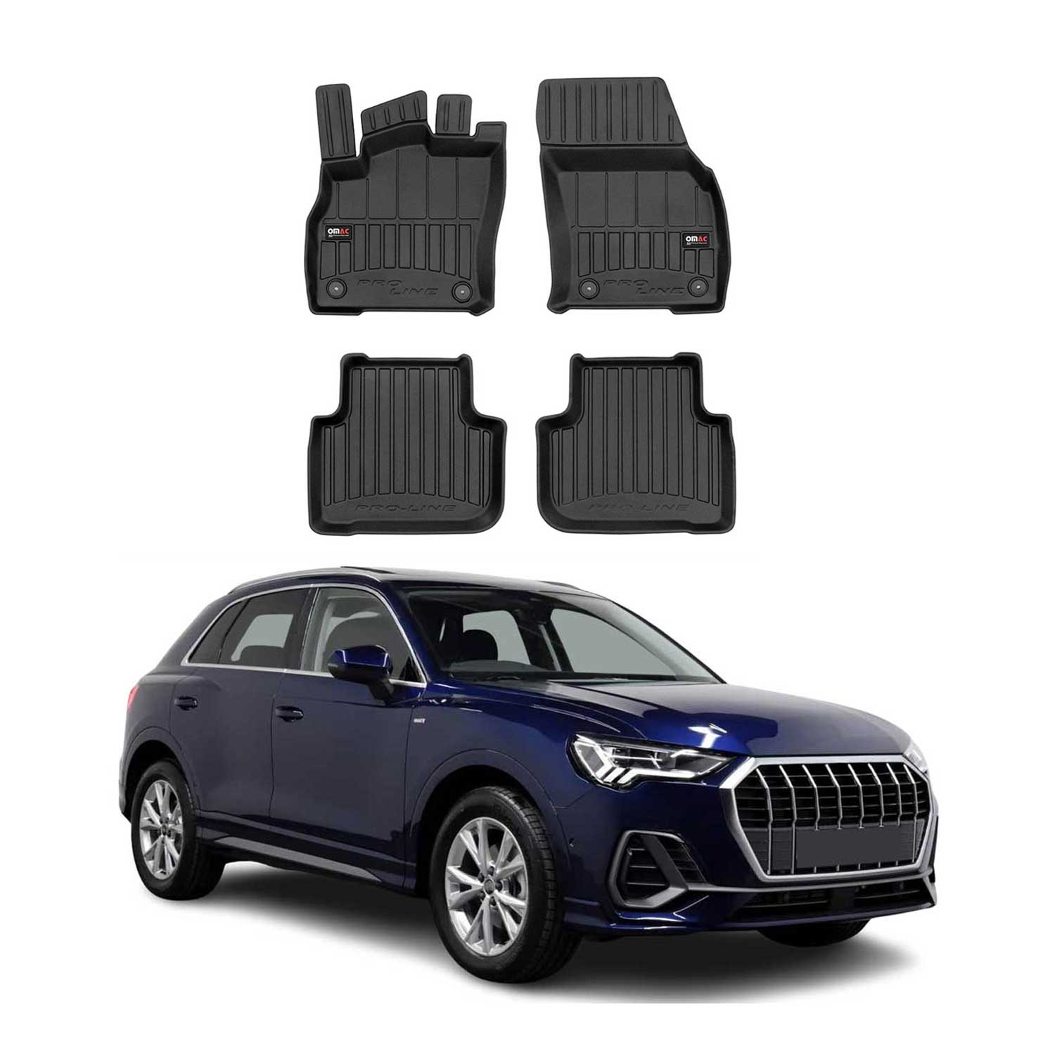 OMAC Premium Alfombrillas De Coche para Audi Q3 Q3 Sportback 2018-2025 Goma 4x