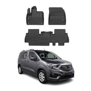 OMAC Premium Alfombrillas De Coche para Opel Combo 2018-2024 Negro TPE Goma 3Pza
