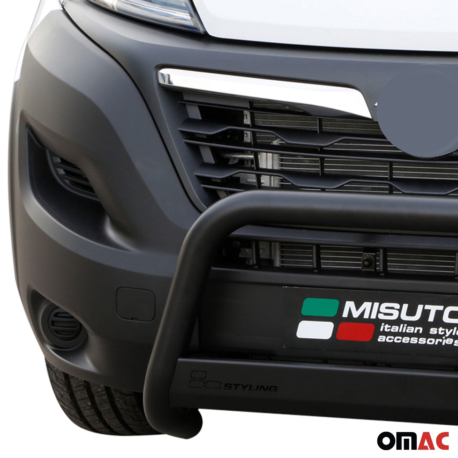 Bull Barra Frontal para Opel Movano 2022-2025 Negro Brillante Acero 1Pza