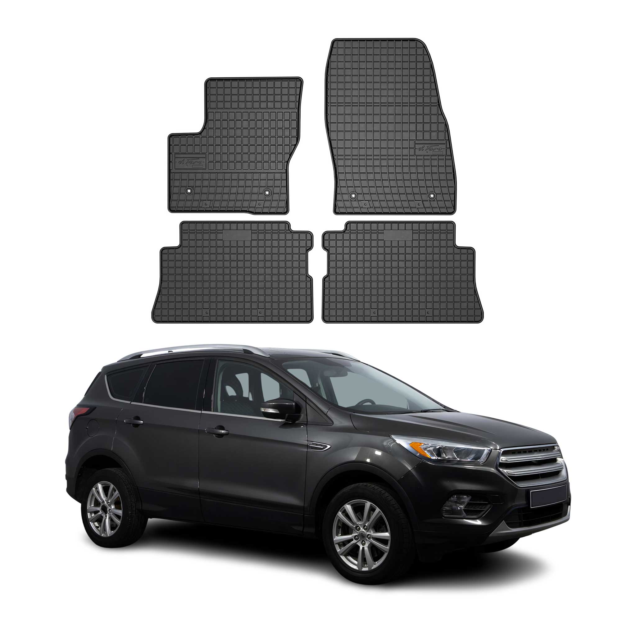 OMAC Alfombrillas De Coche para Ford Kuga 2013-2019 Negro Goma 4Pza