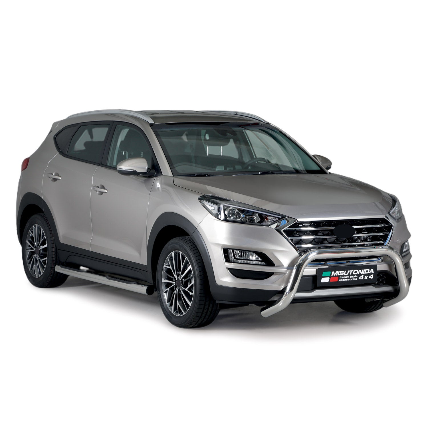 Bull Barra Frontal para Hyundai Tucson 2018-2021 Plata Brillante Acero 1Pza