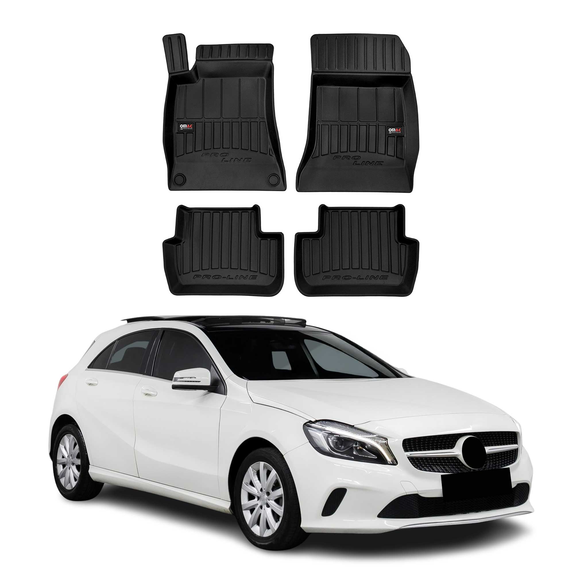 OMAC Premium Alfombrillas De Coche para Mercedes A Class W176 2012-2018 Goma 4x