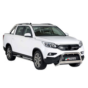 Par de Estribos Barras Laterales para Ssangyong Musso 2018-2025 Plata Acero 2x