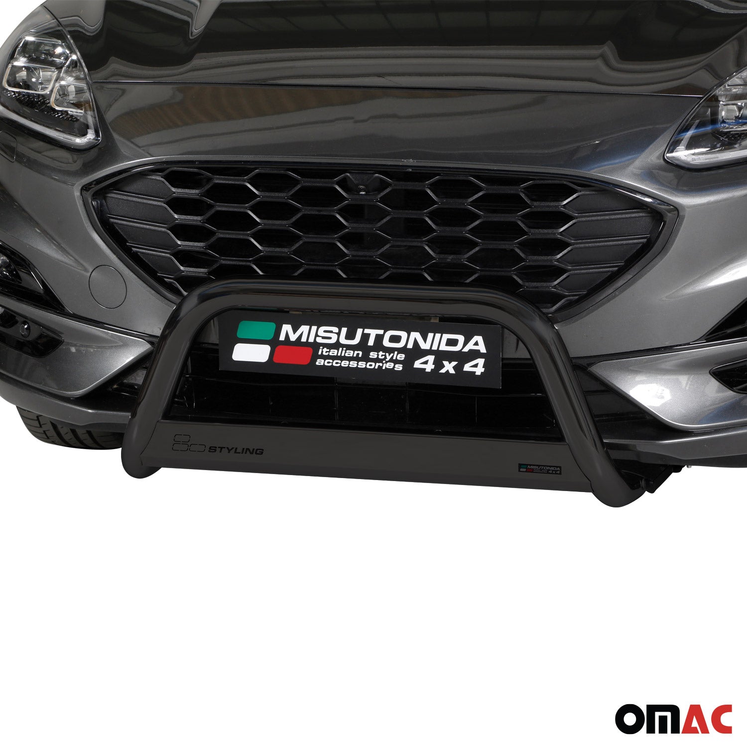 Bull Barra Frontal para Ford Kuga 2020-2025 Negro Brillante Acero 1Pza