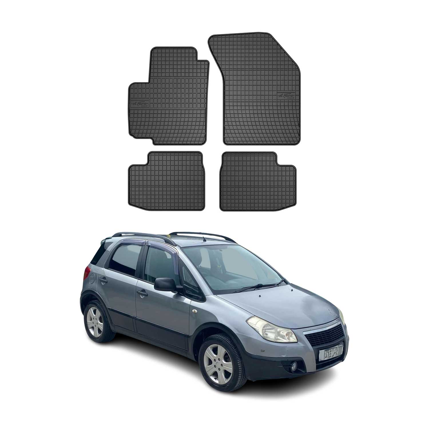 OMAC Alfombrillas De Coche para Fiat Sedici 2005-2014 Negro Goma 4Pza
