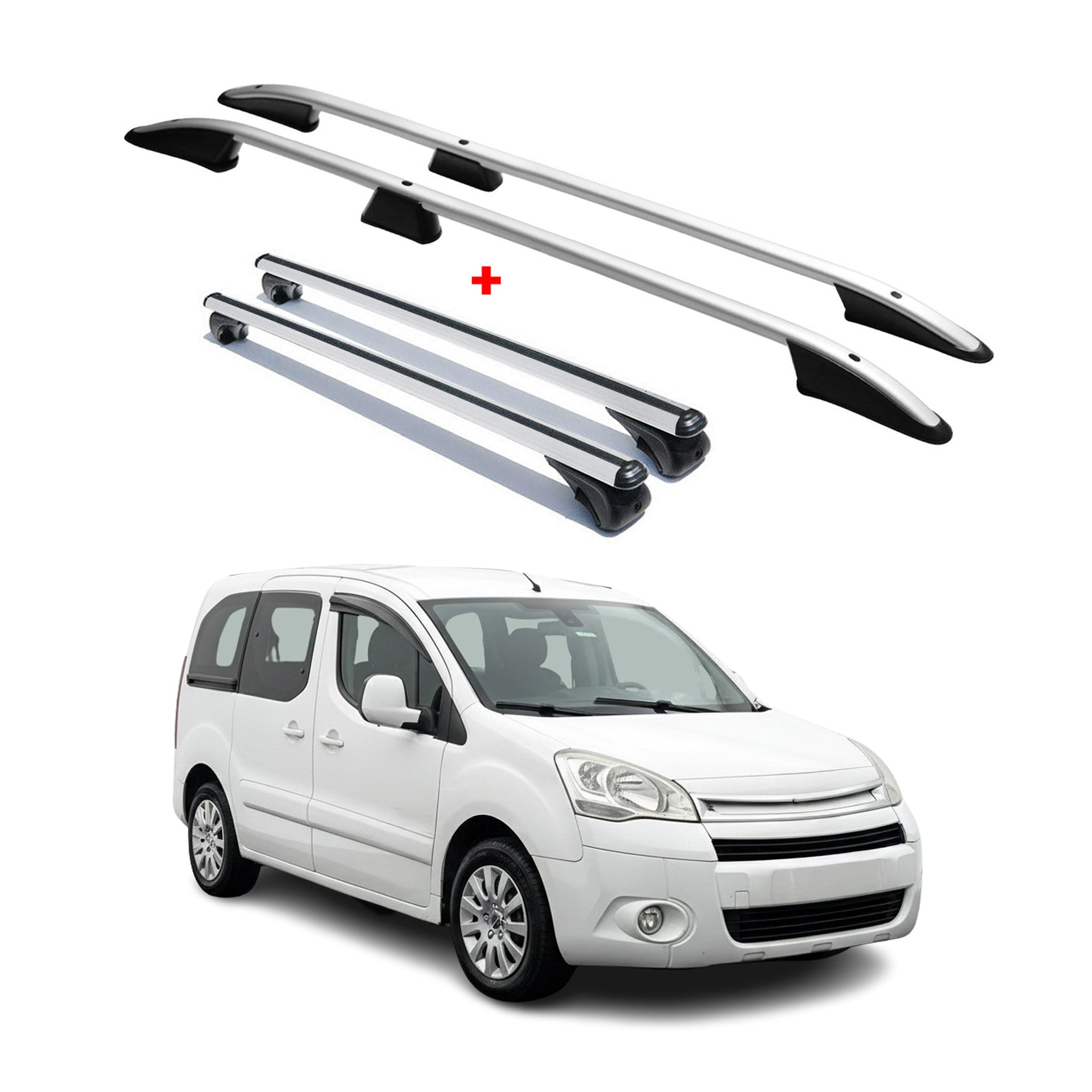 Rieles & Barras de Techo Coche para Citroen Berlingo 2008-2018 L1 Gris Alu 4Pza
