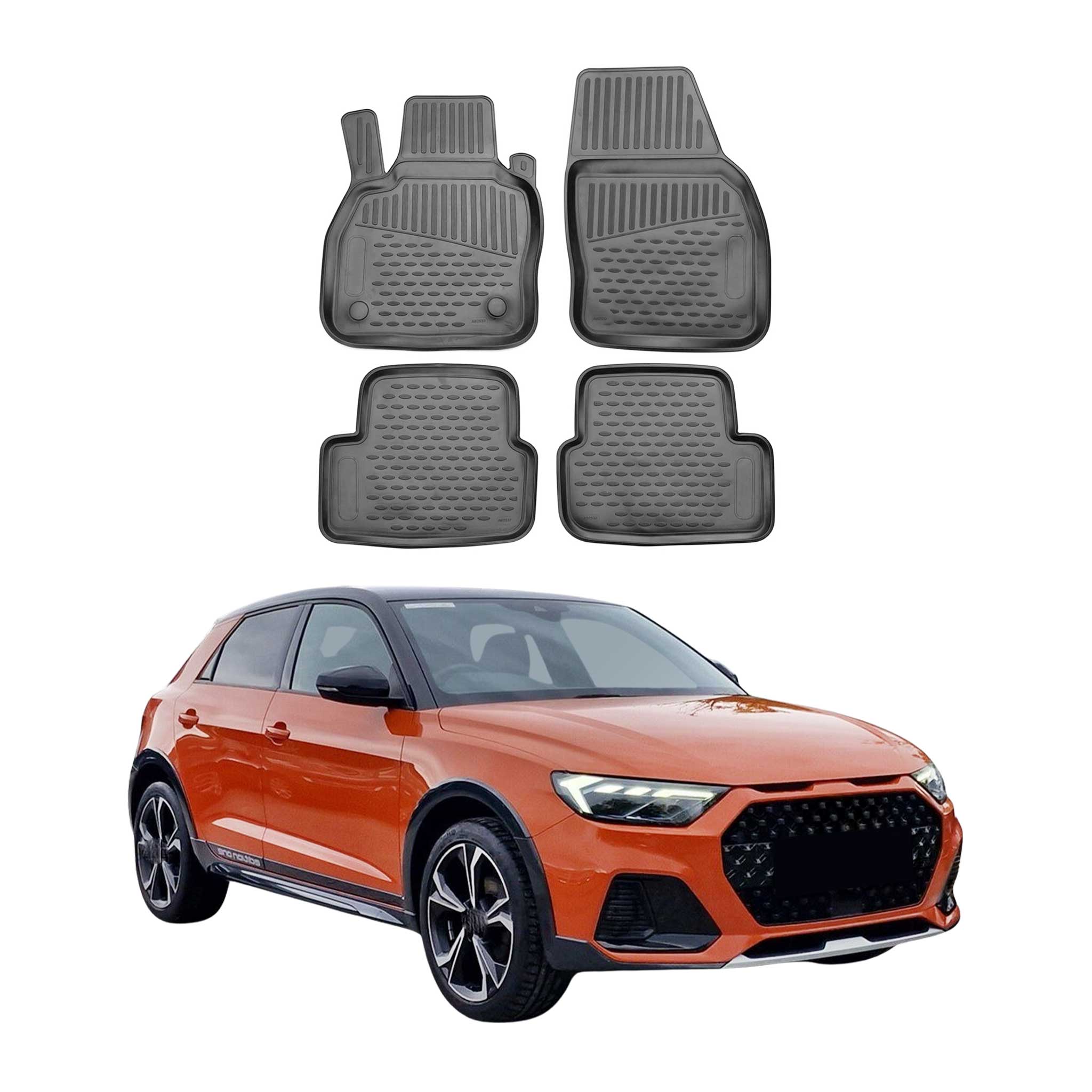 OMAC Alfombrillas De Coche para Audi A1 GB 2018-2026 Negro Goma TPE 4Pza
