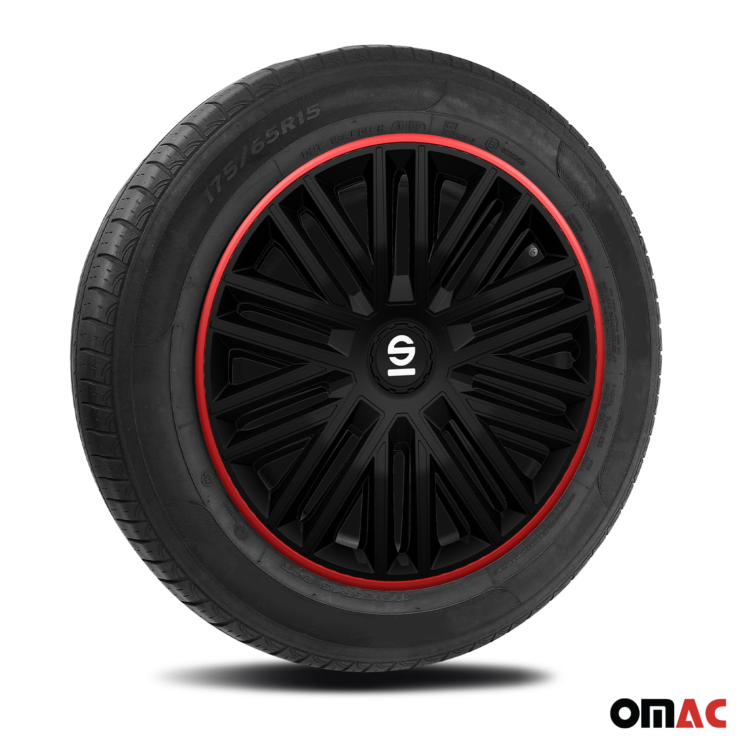 Sparco Tapacubos 16" pulgadas Universal Negro Rojo ABS Plástico