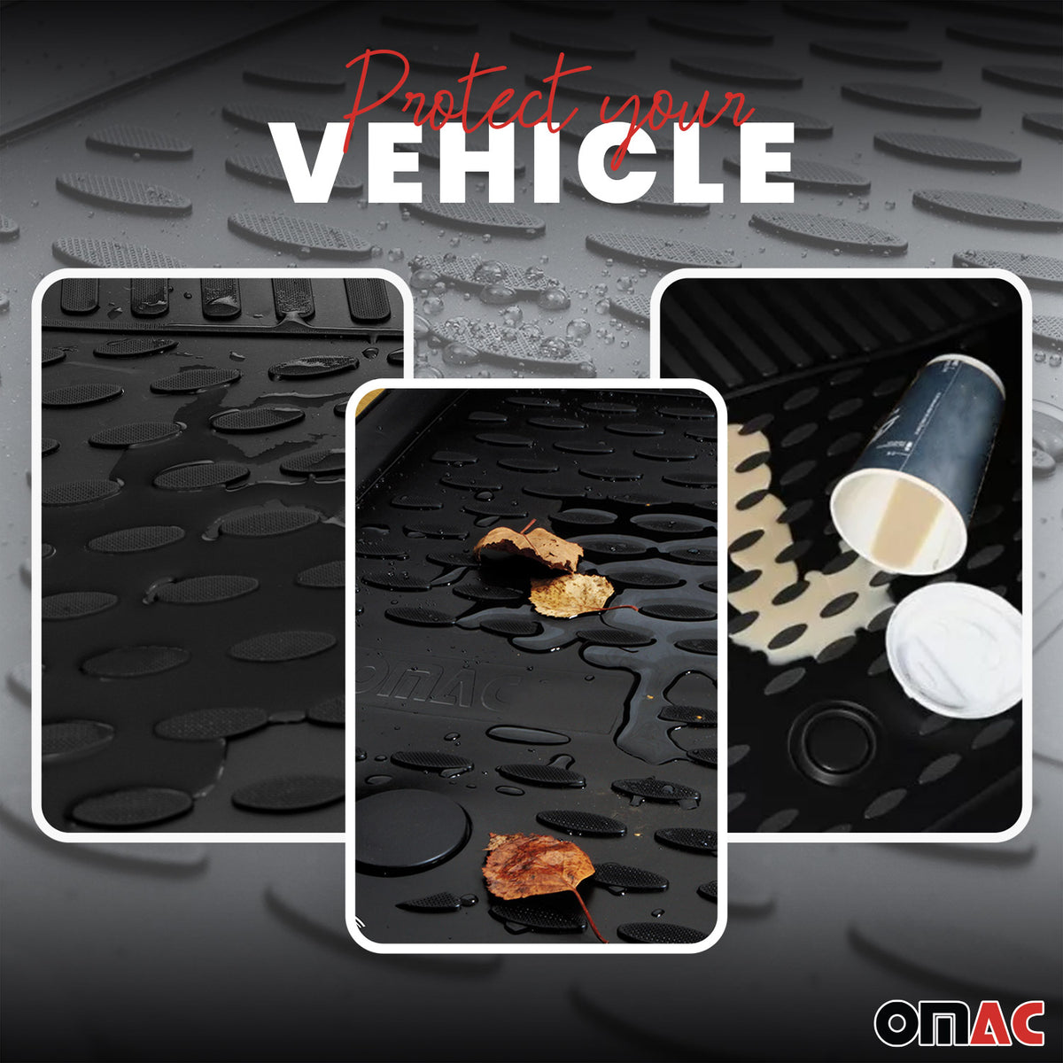 OMAC Alfombrillas De Coche para Toyota Hilux 2011-2015 Negro Goma TPE 4Pza