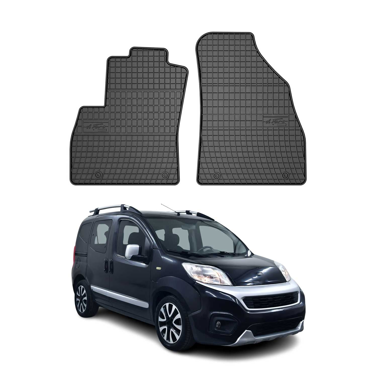 OMAC Alfombrillas De Coche para Fiat Qubo Fiorino 2008-2024 Negro Goma TPE 2Pza