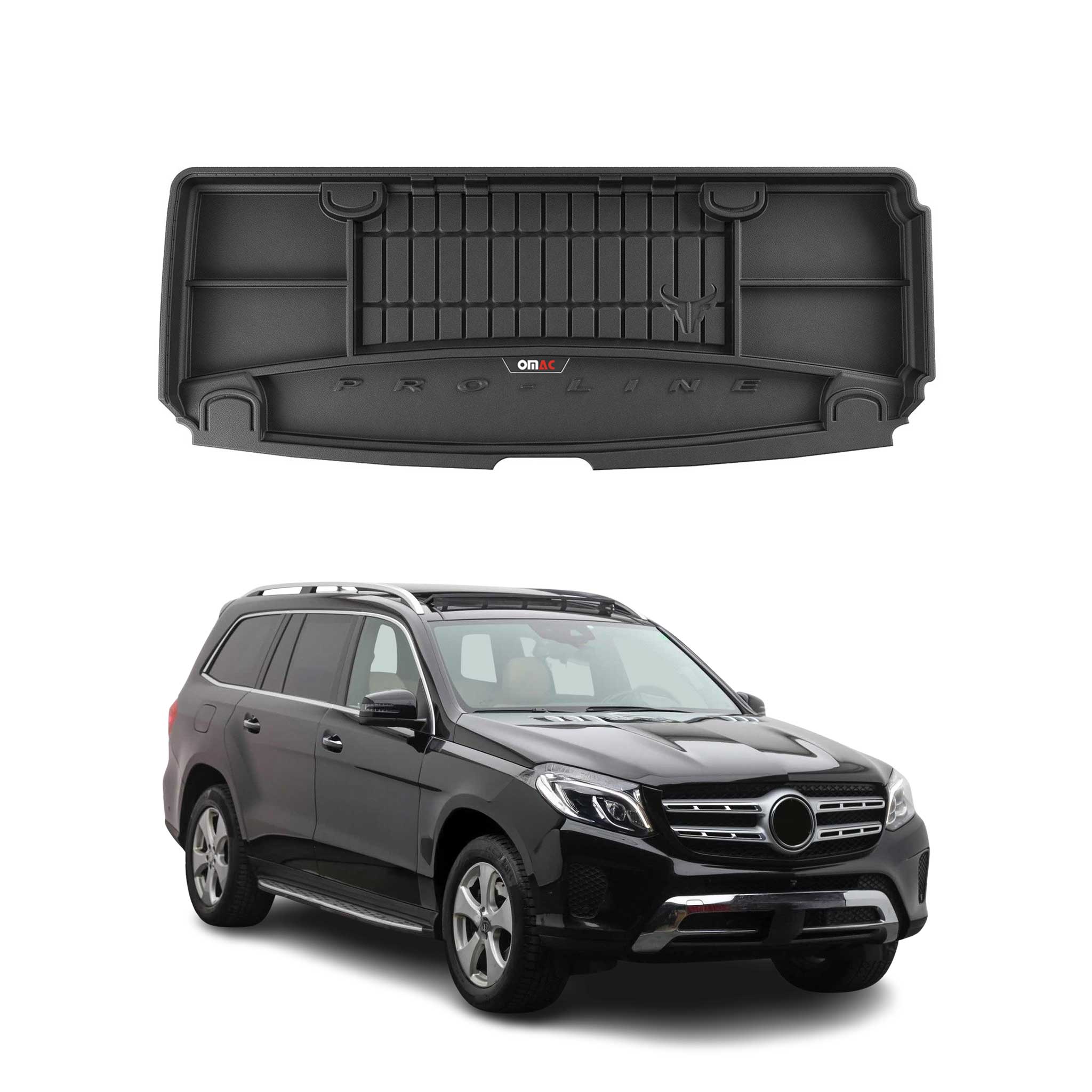 OMAC Premium Bandeja Maletero Alfombrilla para Mercedes GLS 2015-2019 Negro