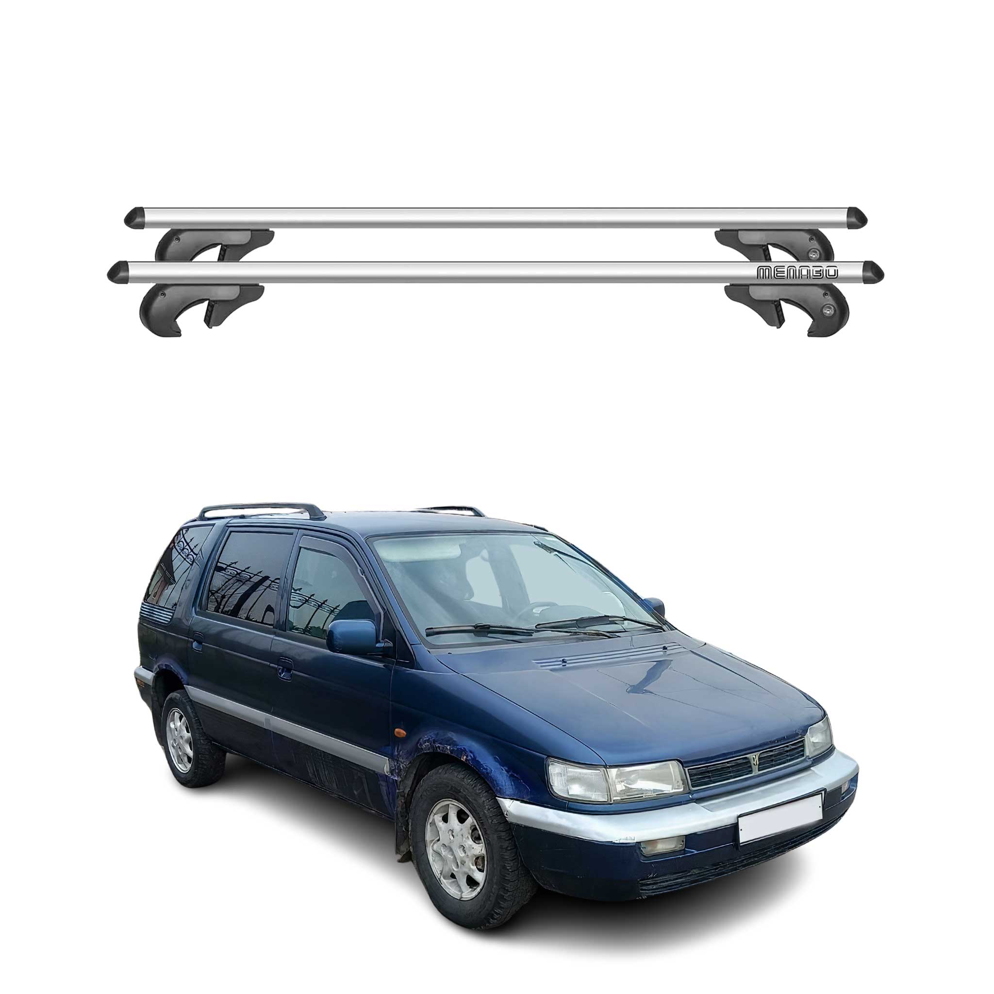 Menabo Barras de Techo Baca para Hyundai Santamo 1996-2003 Gris Aluminio 2Pza