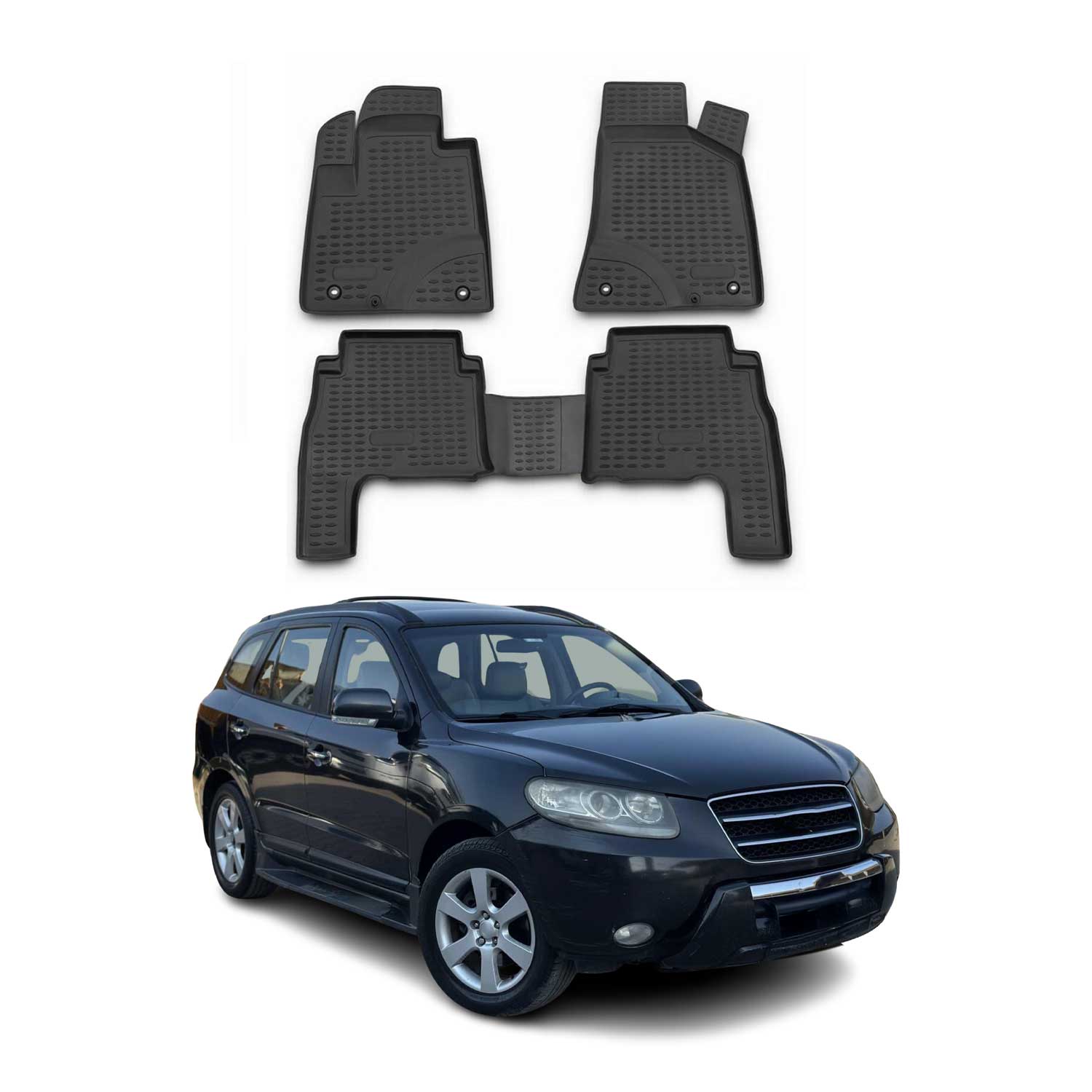OMAC Alfombrillas De Coche para Hyundai Santa Fe 2006-2010 Negro Goma TPE 4Pza
