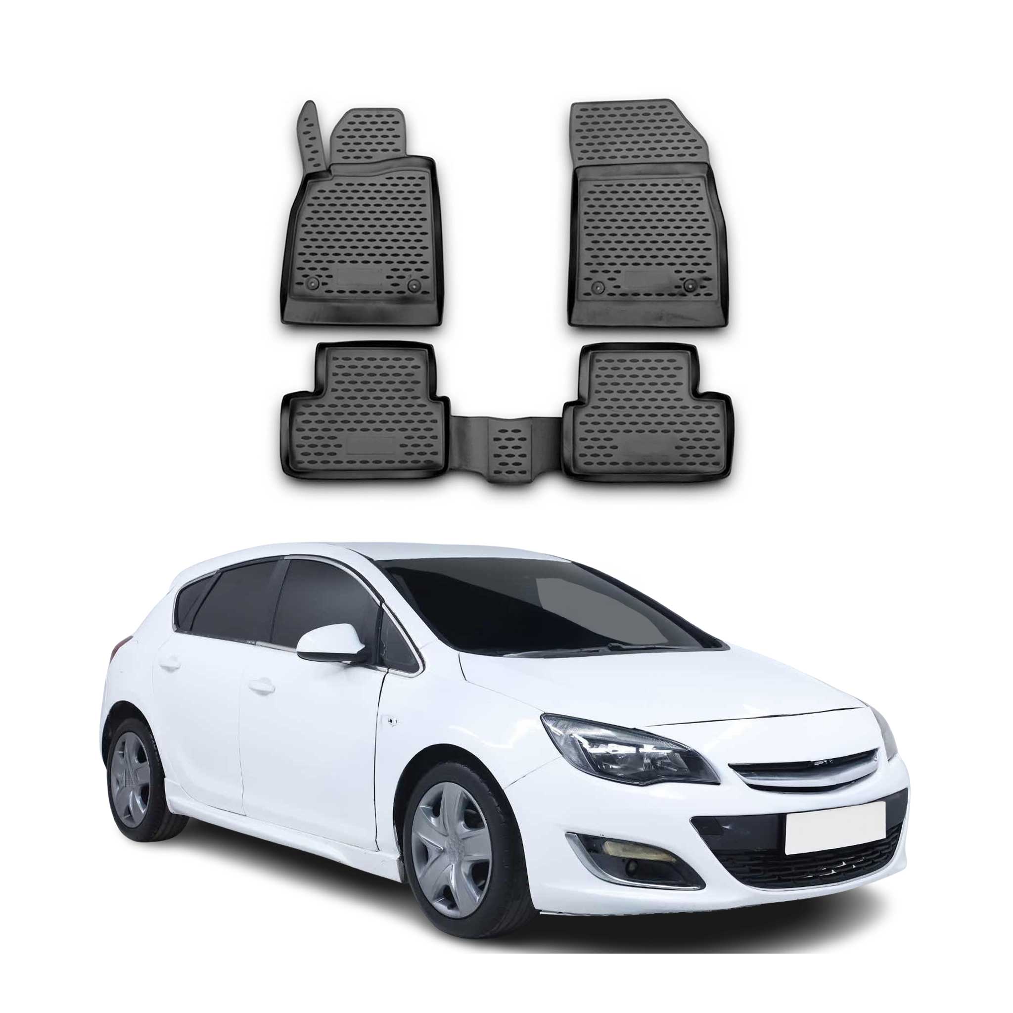 OMAC Alfombrillas De Coche para Opel Astra J 2009-2018 Negro Goma TPE 4Pza